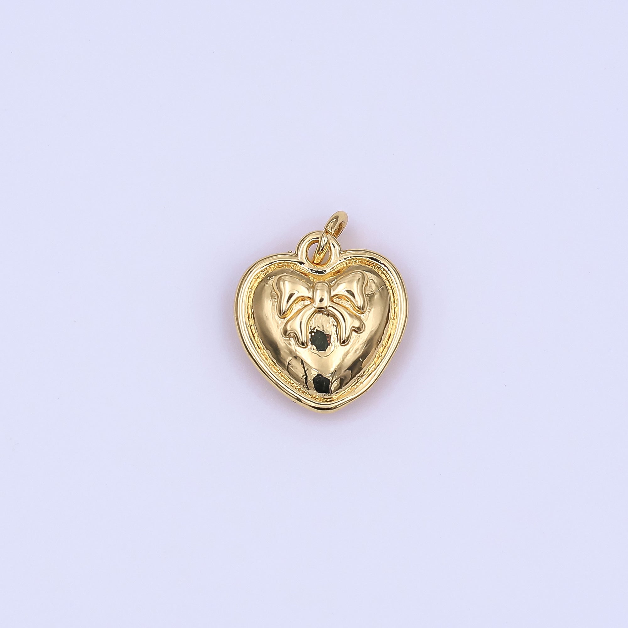 24K Gold Filled 15mm Wrapped in Love Ribbon Bow Heart Charm in Gold & Silver | AF488