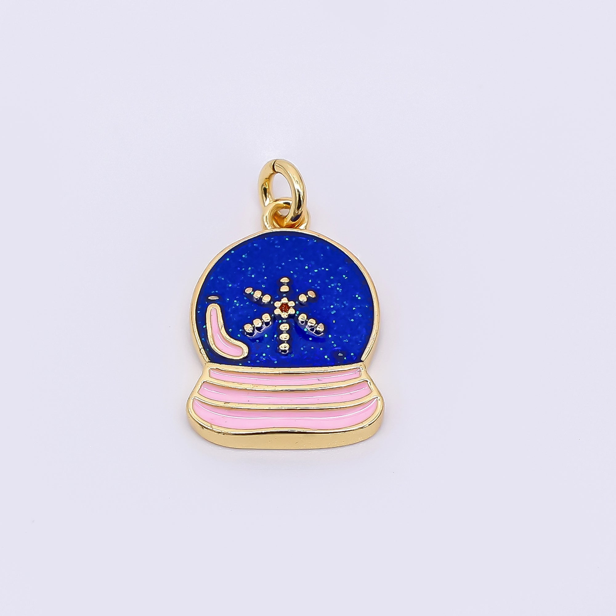 24K Gold Filled 15mm Enamel Art Snow Crystal Bell Charm | AF-521