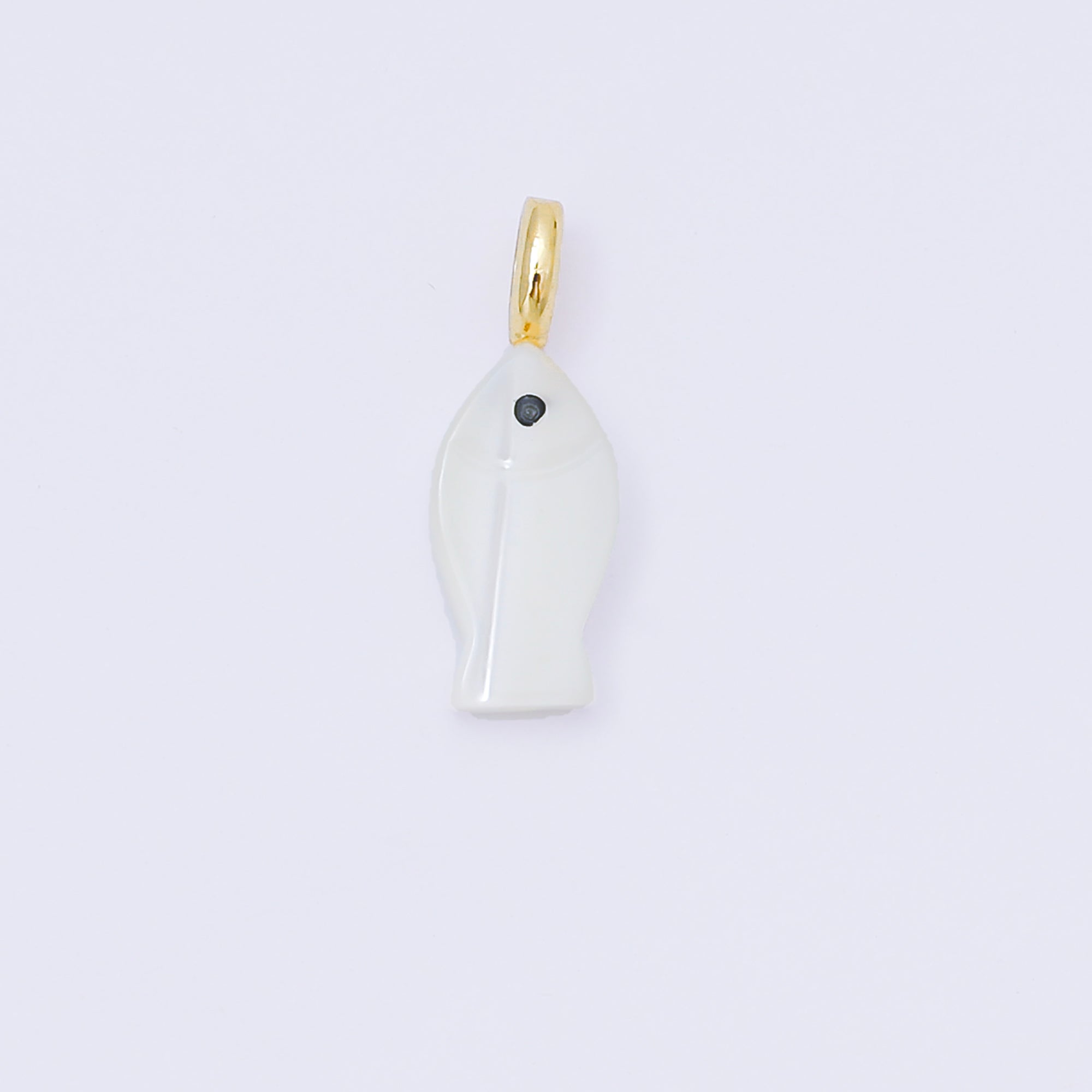24K Gold Filled 17mm Shell Pearl, Abalone Fish Outline Dainty Pendant | AF565 AF566