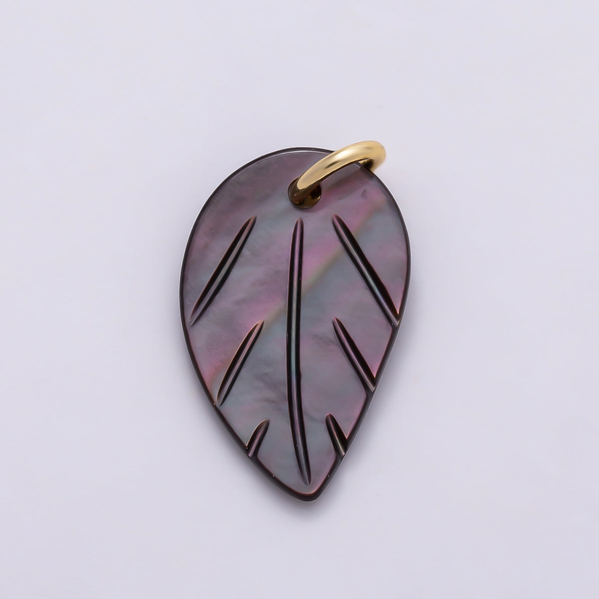 24K Gold Filled 14mm Abalone Gemstone Leaf Nature Mini Charm | AF567