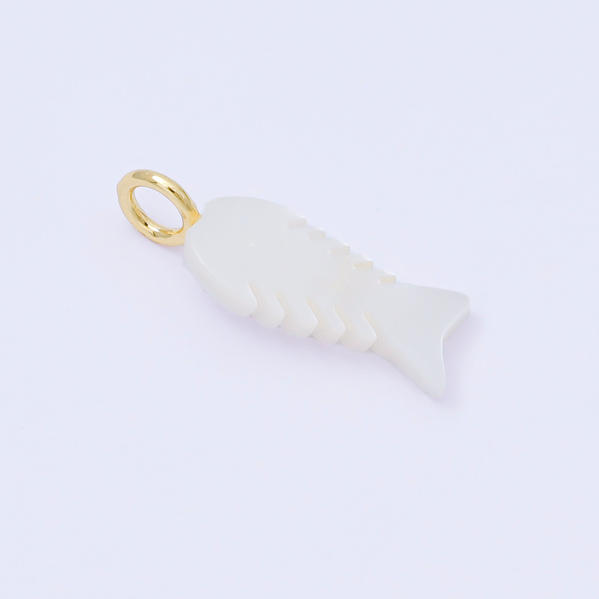 24K Gold Filled 25mm Shell Pearl Fish Sardine Animal CZ Drop Pendant | AF568 AF569