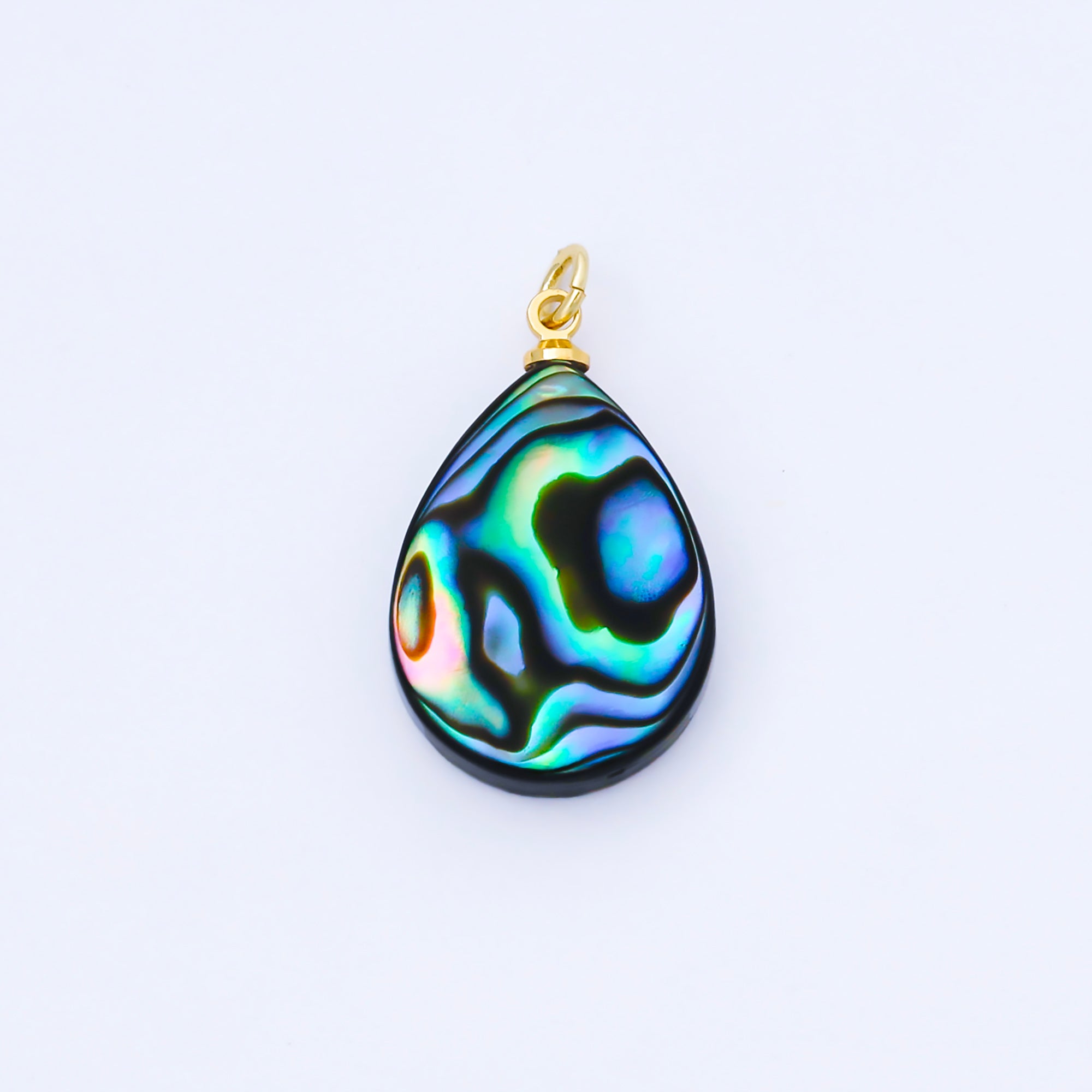 14K Gold Filled 21mm Abalone Pearl Teardrop Charm | AF583