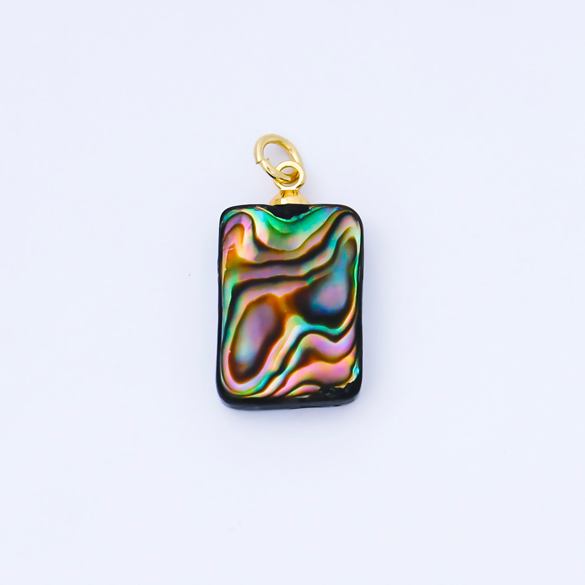 14K Gold Filled 18mm Abalone Pearl Rectangular Tag Charm | AF584