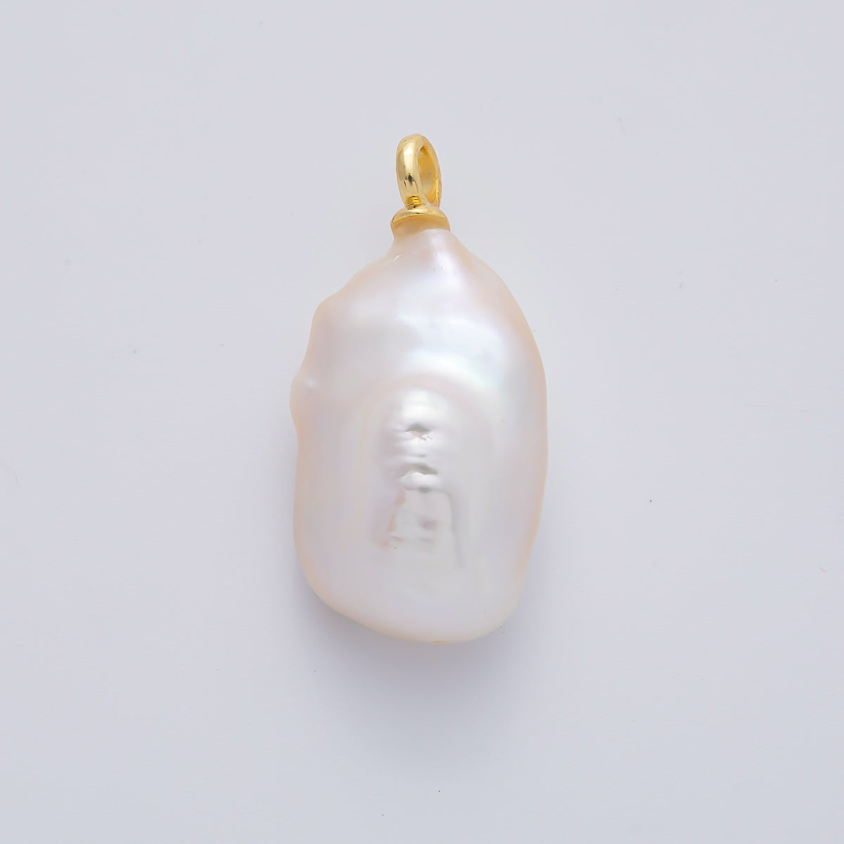 18K Gold Filled 34mm Freshwater Rectangle Baroque Pearl Charm | AF637