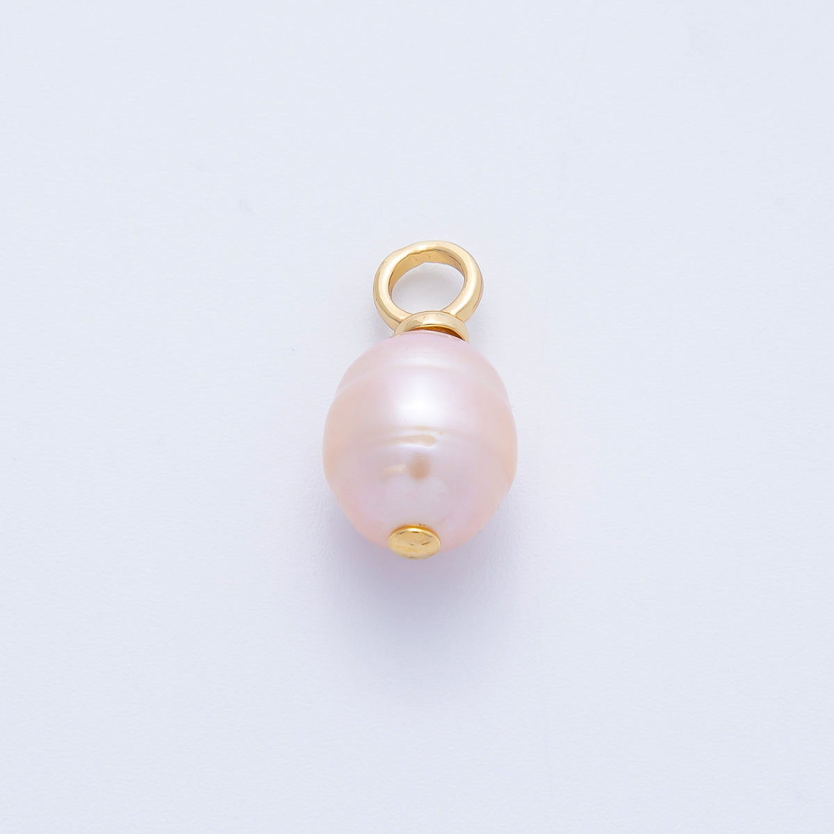 18K Gold Filled 18mm Ringed Pink Freshwater Pearl Charm | AF643