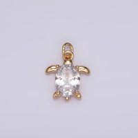 16K Gold Filled Clear Oval CZ Turtle Animal Add-On Charm | AG101