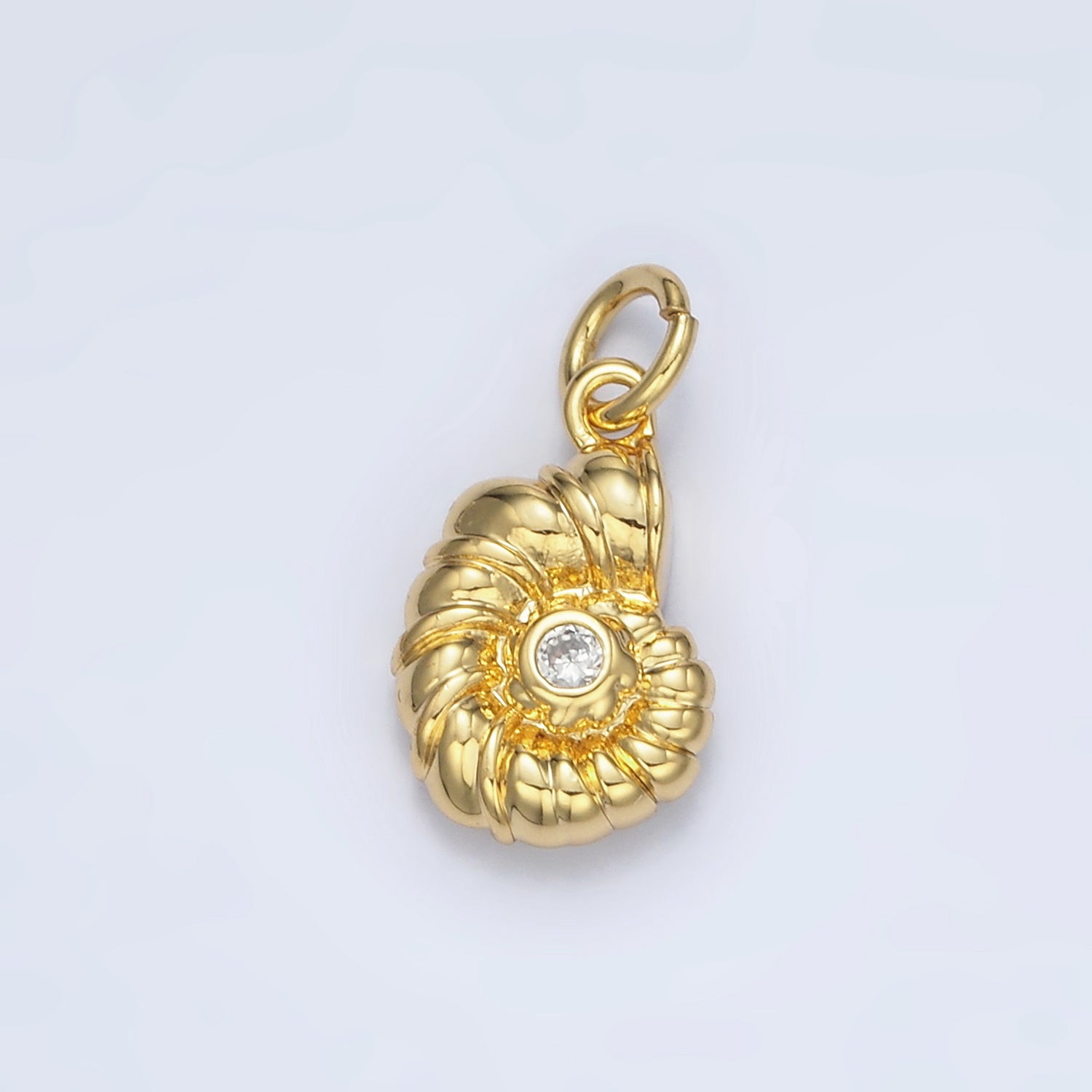 24K Gold Filled CZ Clam Sea Shell Charm in Gold & Silver | AG865