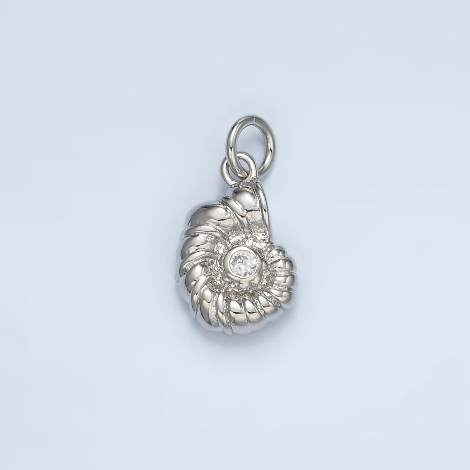 24K Gold Filled CZ Clam Sea Shell Charm in Gold & Silver | AG865