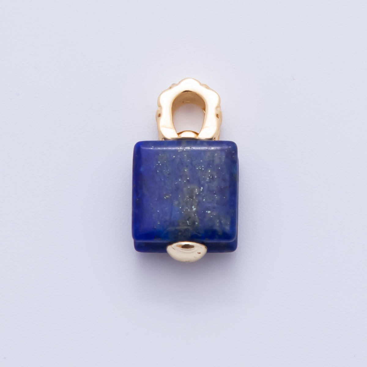 18K Gold Filled Natural Gemstone Square Quilted Drop Charm | AH819 - AH824