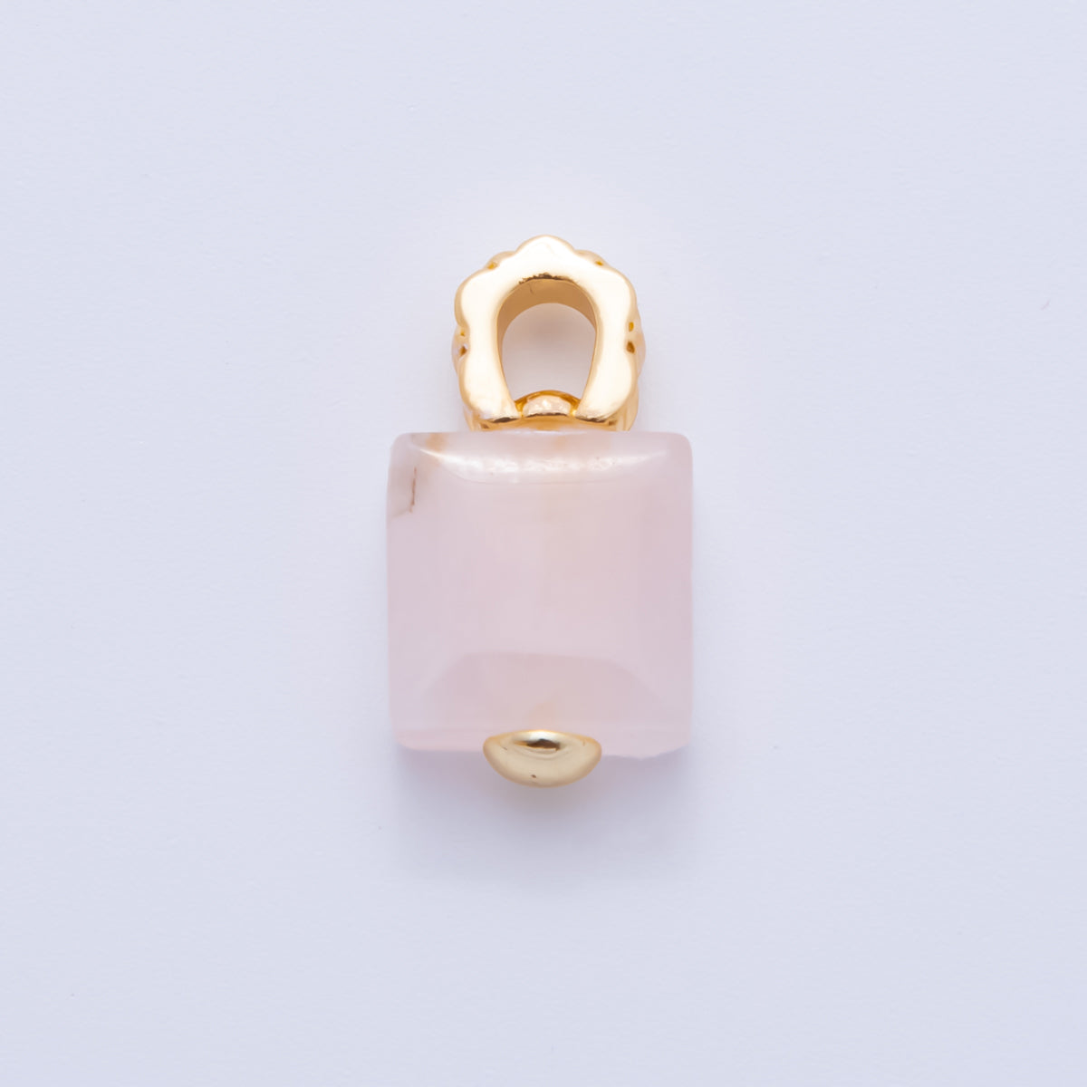 18K Gold Filled Natural Gemstone Square Quilted Drop Charm | AH819 - AH824