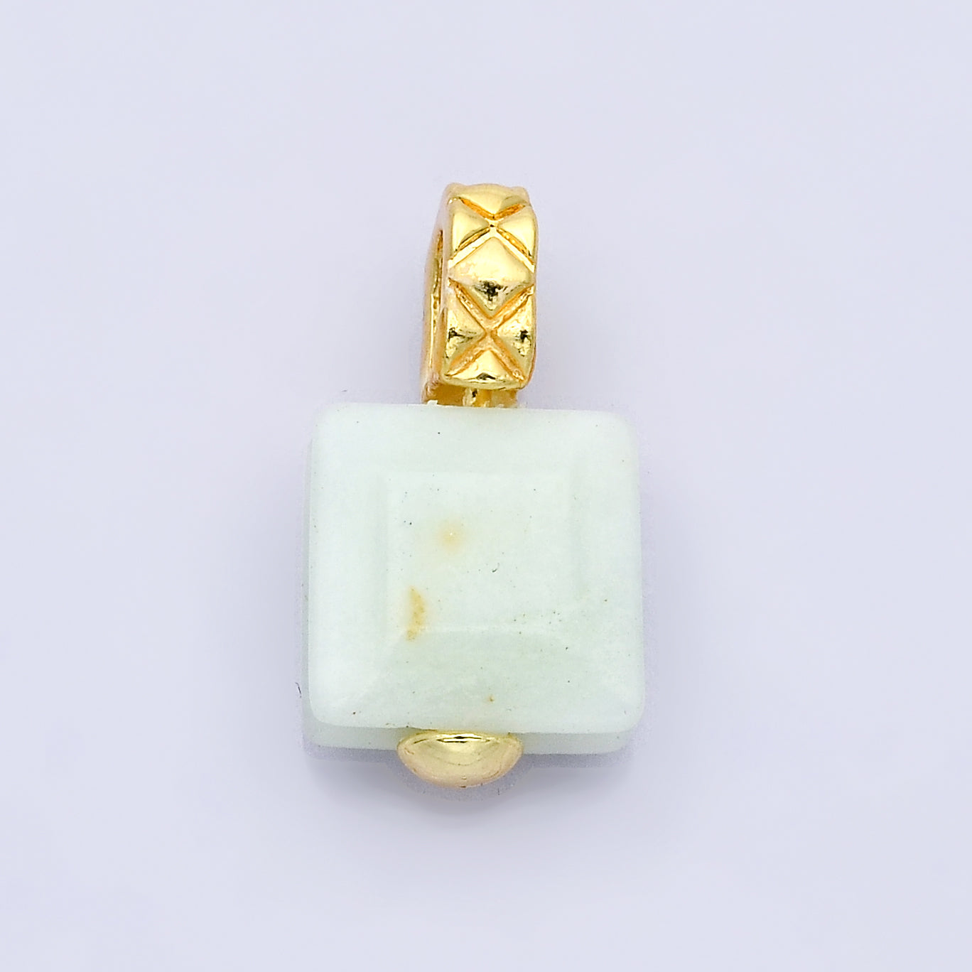 18K Gold Filled Natural Gemstone Square Quilted Drop Charm | AH819 - AH824