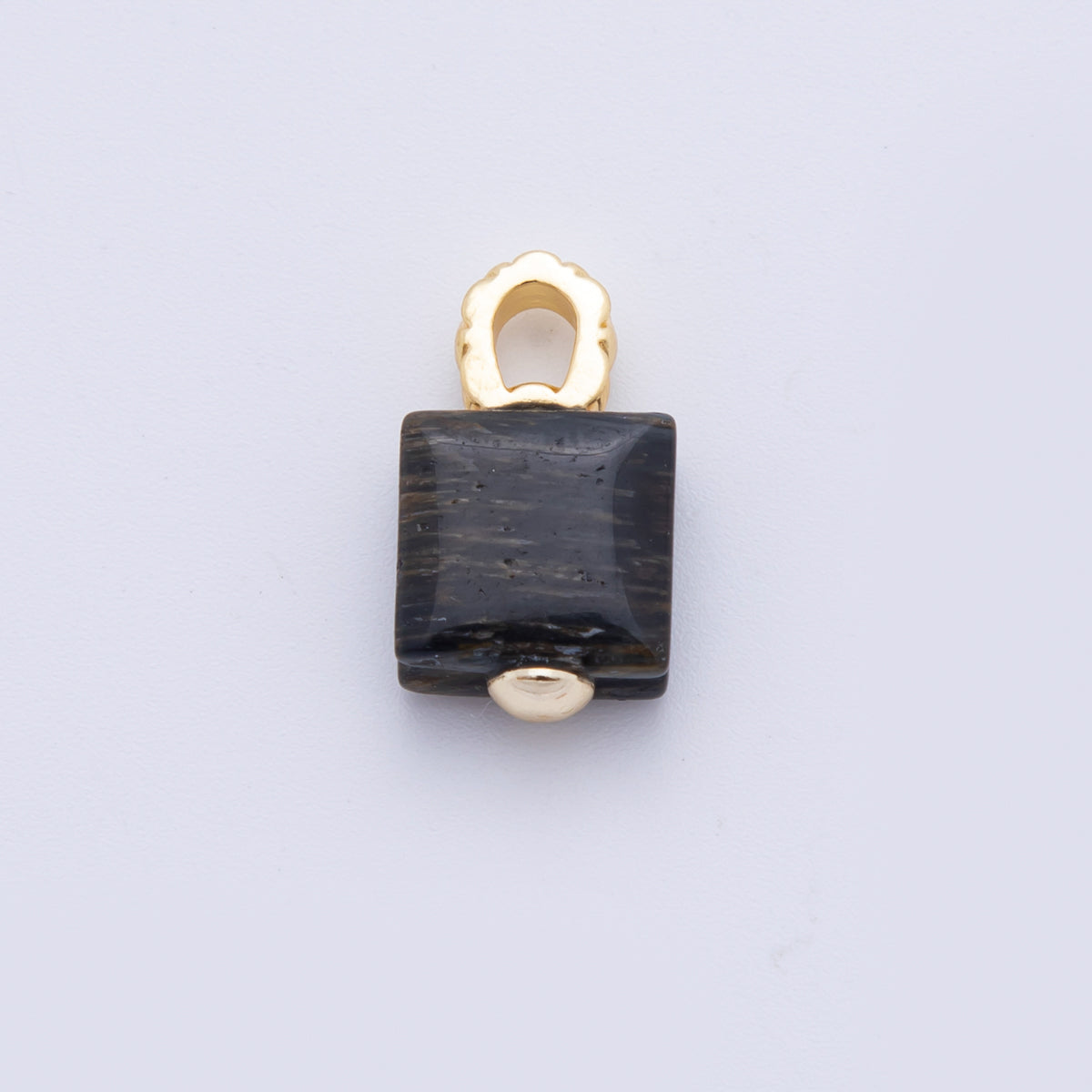 18K Gold Filled Natural Gemstone Square Quilted Drop Charm | AH819 - AH824