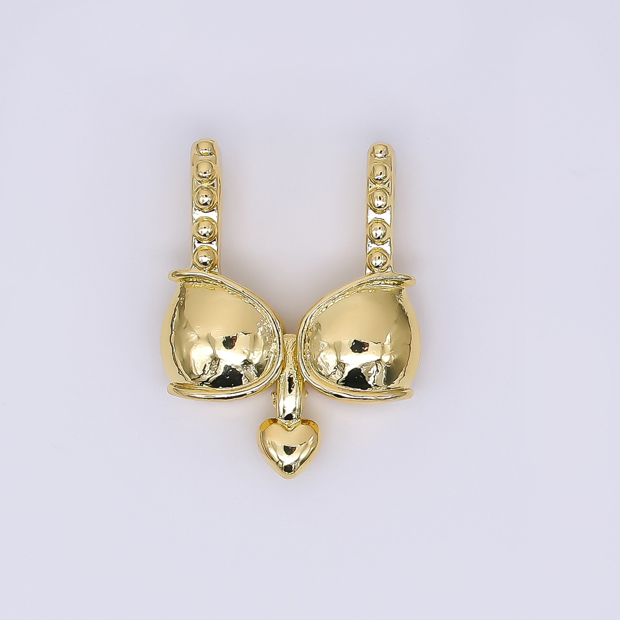 24K Gold Filled 21mm Beach Bra Bikini with Heart of Love Fashion Charm in Gold & Silver | AH-530