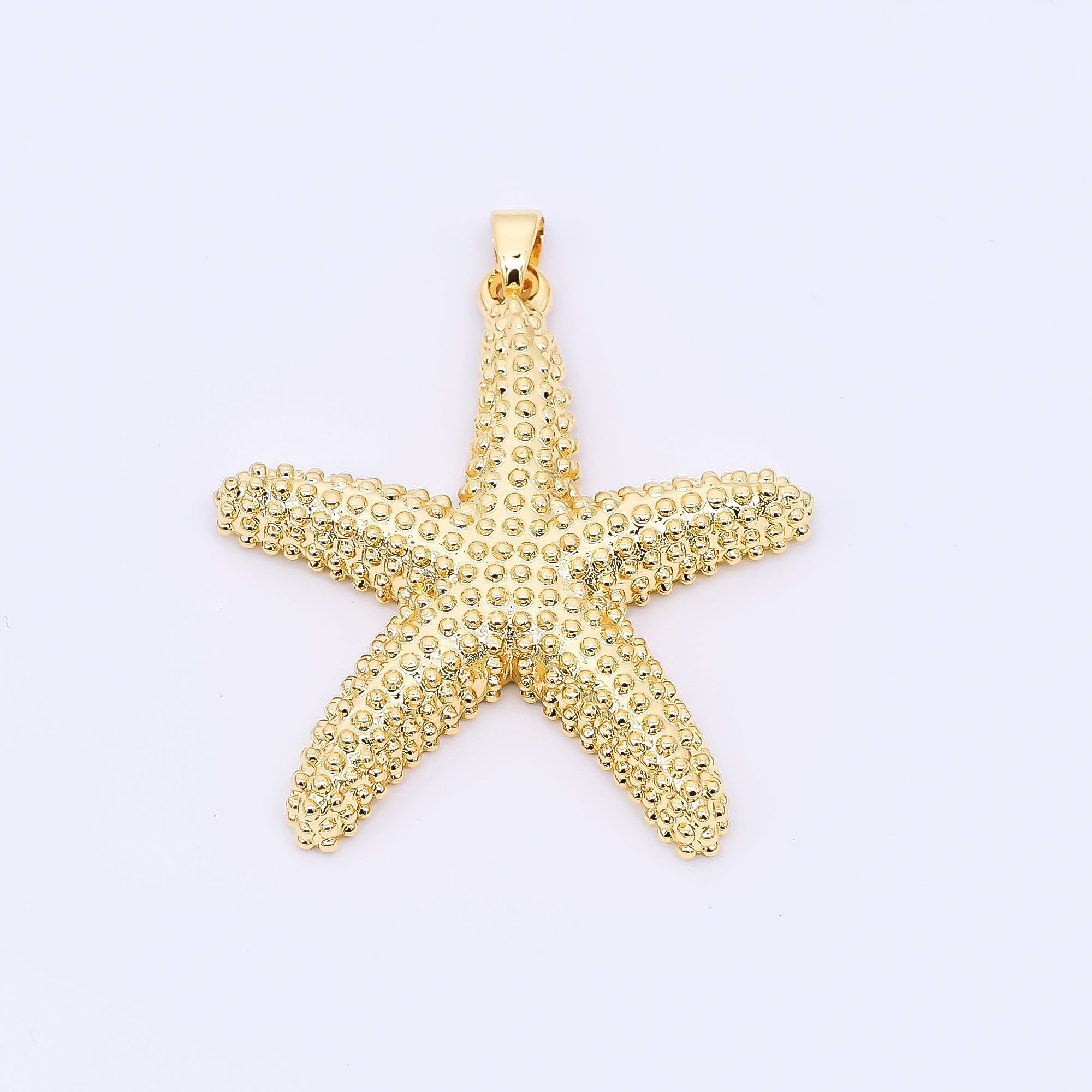 24K Gold Filled 37mm Dotted Sea Starfish Animal Charm | AH-532