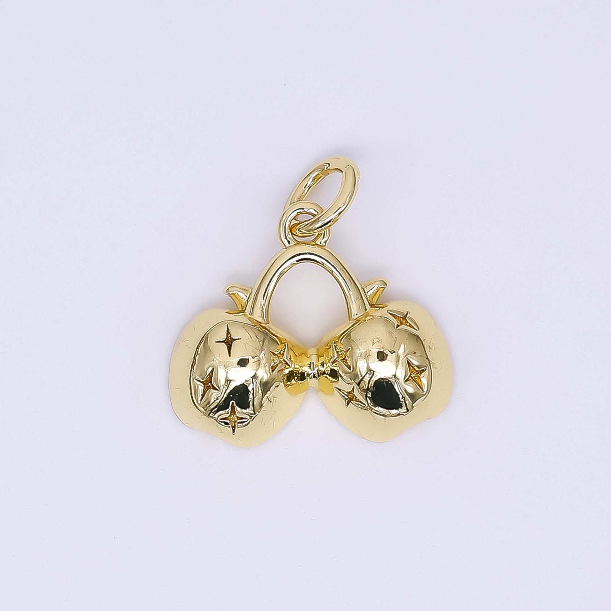24K Gold Filled 13mm Apple Twin Fruit Charm in Gold & Silver | AH-553