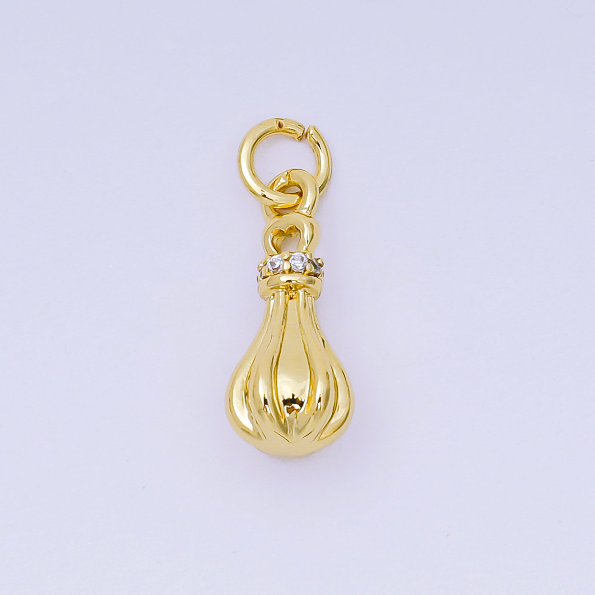 24K Gold Filled Silver 15mm Micro Paved CZ Whisker Cake Teardrop Charm in Gold & Silver | AH-588