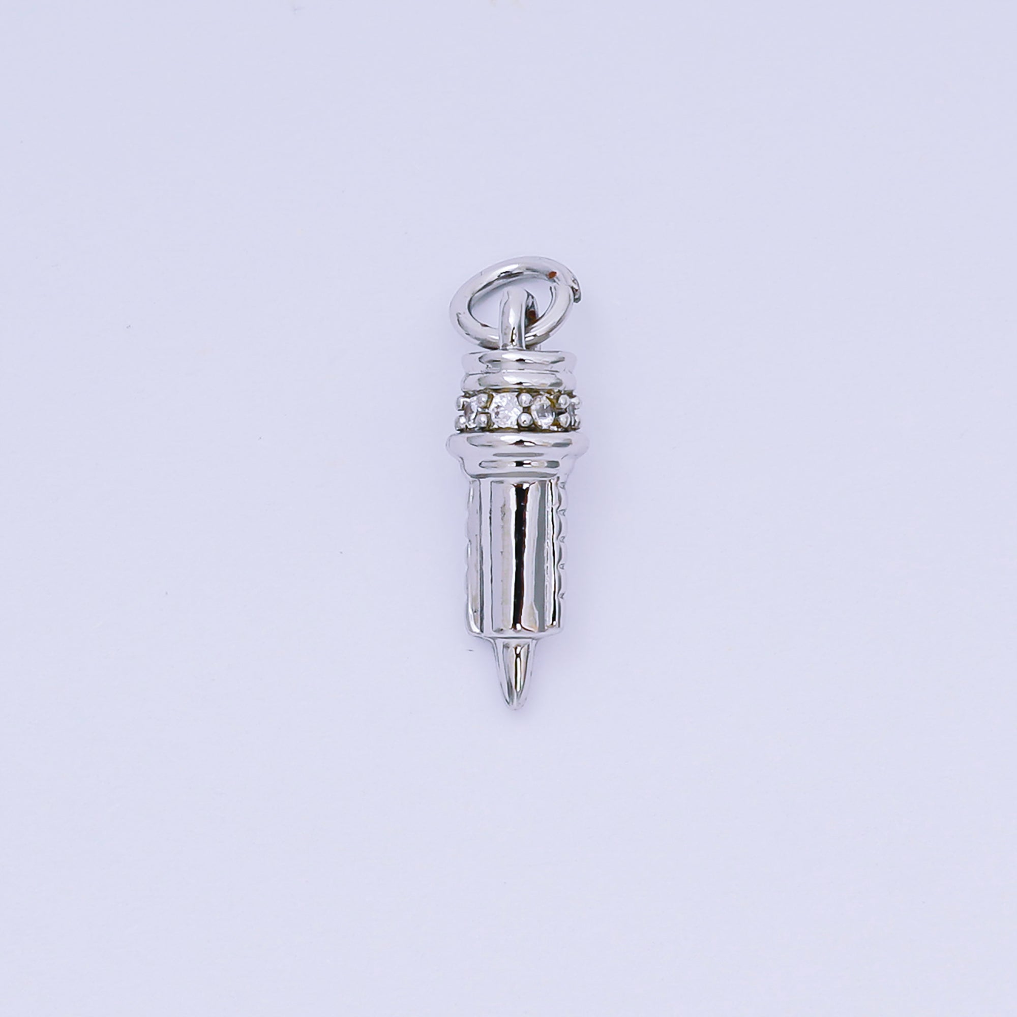 24K Gold Filled 16mm Micro Paved CZ Nurse's Syringe Charm | AH608