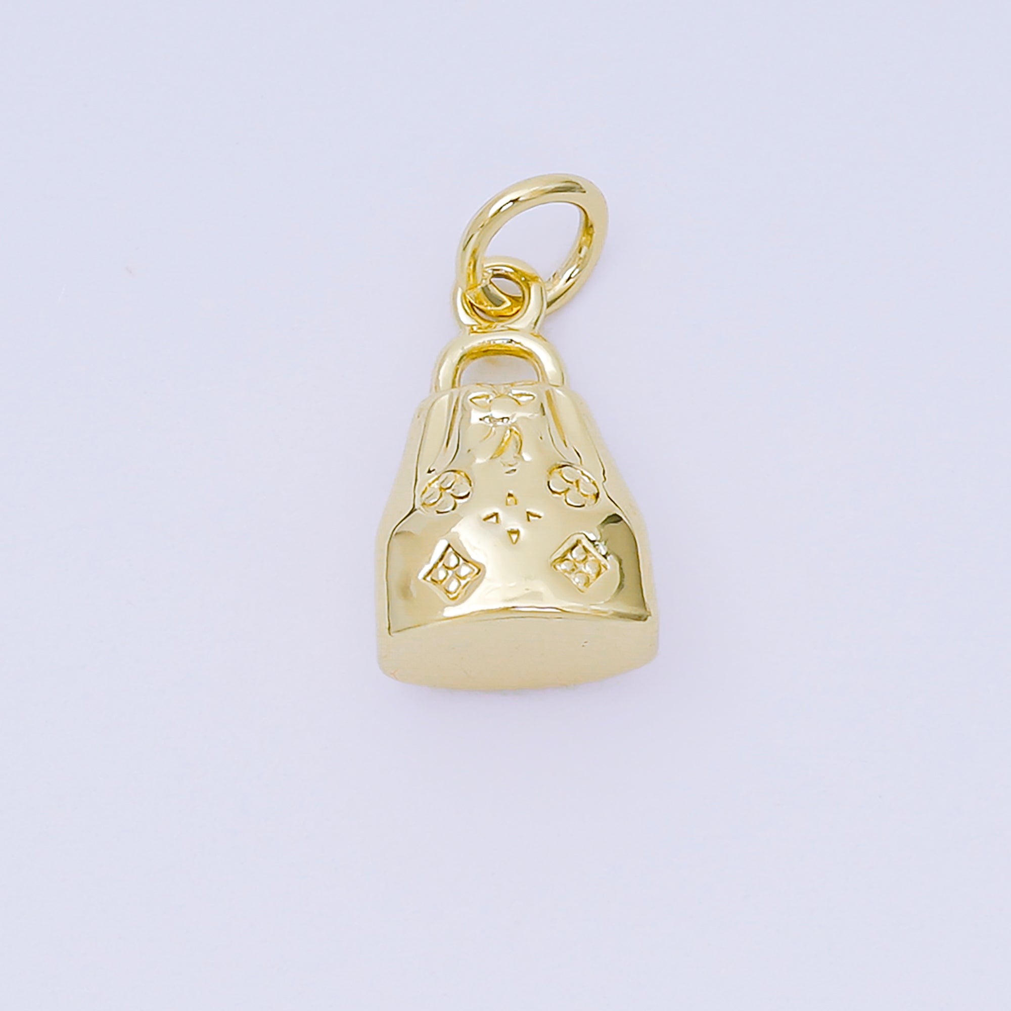 24K Gold Filled 12.5mm Blossom Bucket Handy Bag Charm in Gold & Silver | AH-610