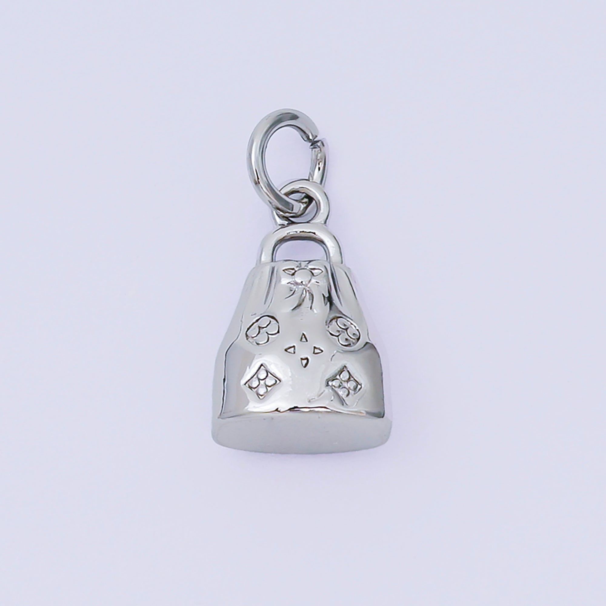24K Gold Filled 12.5mm Blossom Bucket Handy Bag Charm in Gold & Silver | AH-610