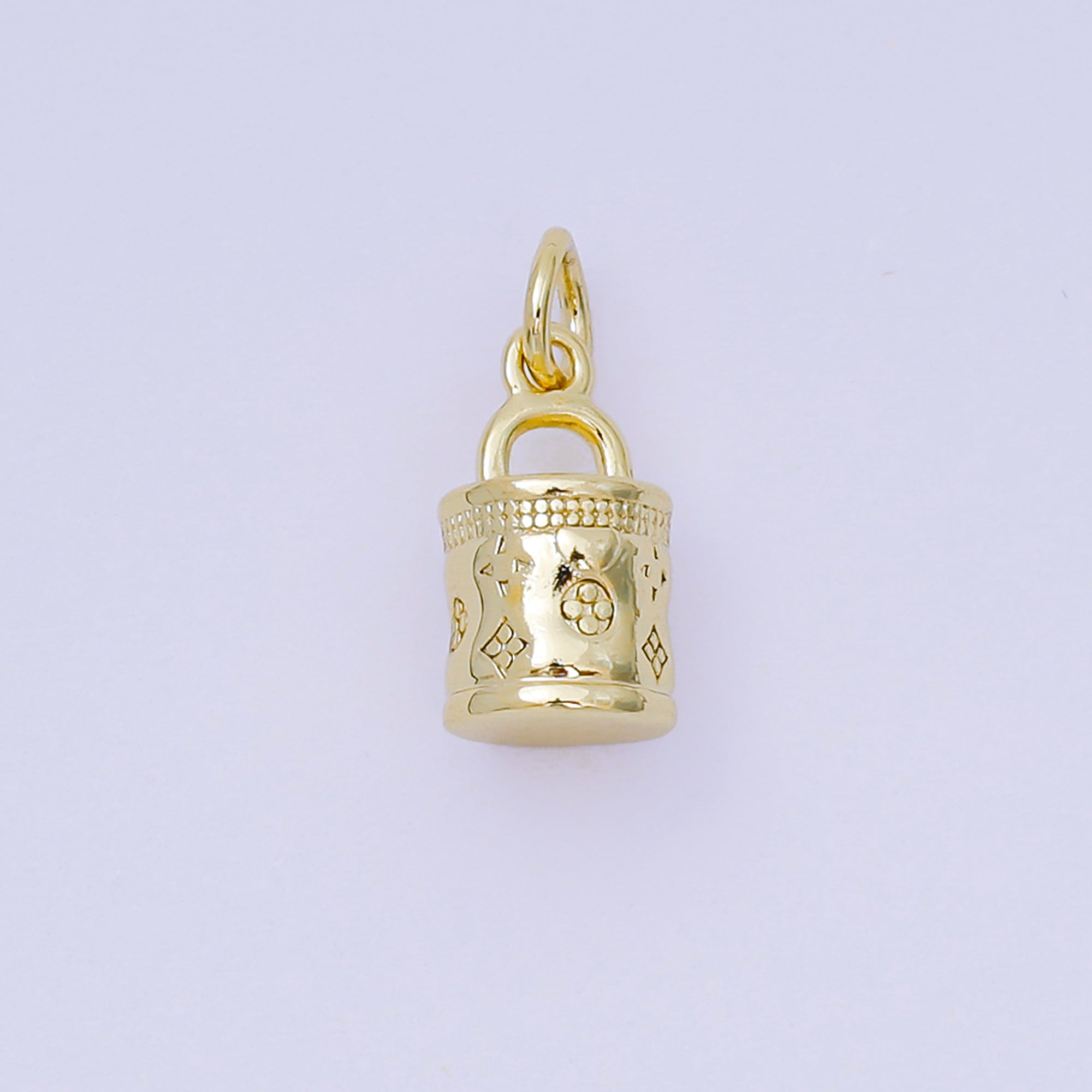 24K Gold Filled 12mm Tube Floral Handy Bag Charm in Gold & Silver | AH-611