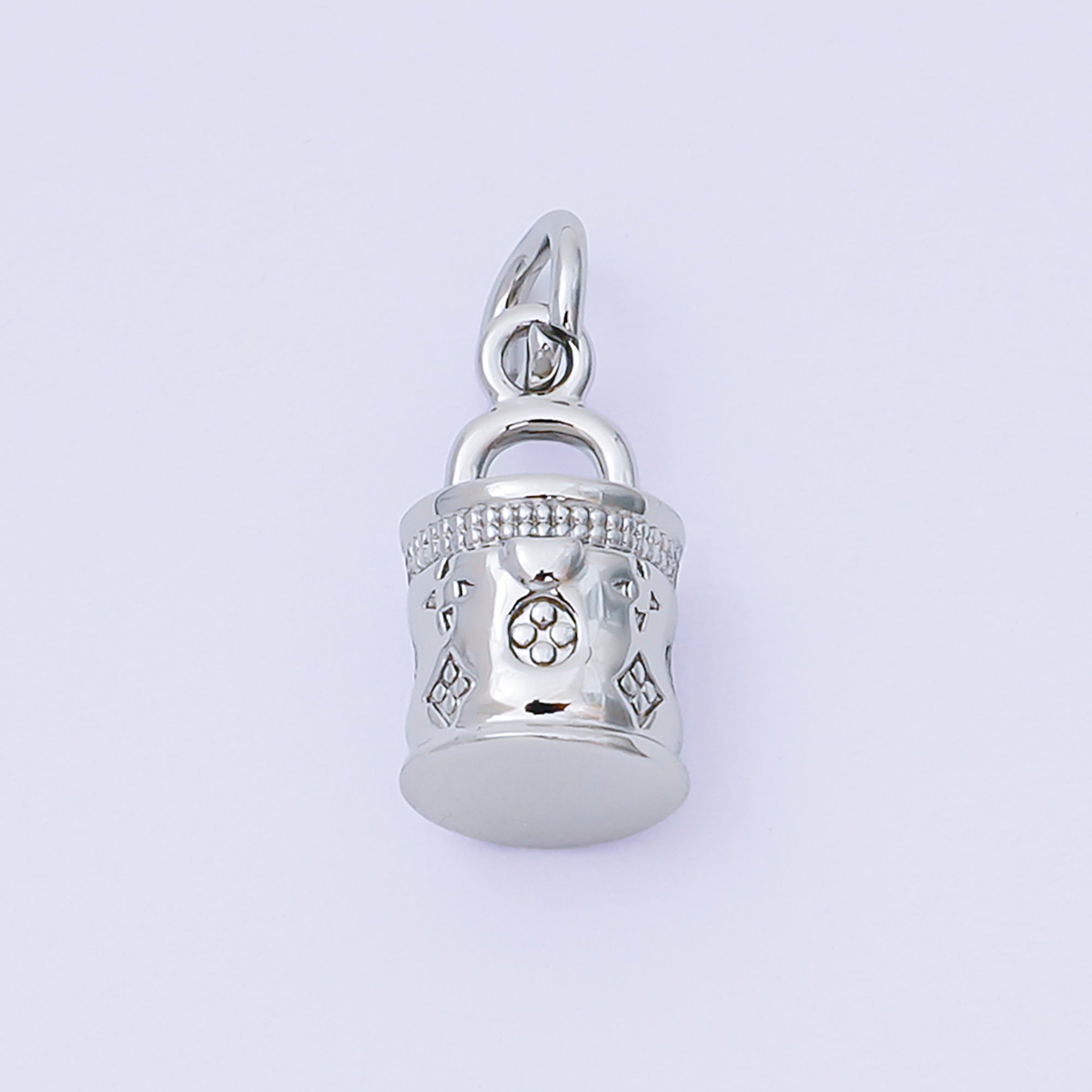 24K Gold Filled 12mm Tube Floral Handy Bag Charm in Gold & Silver | AH-611