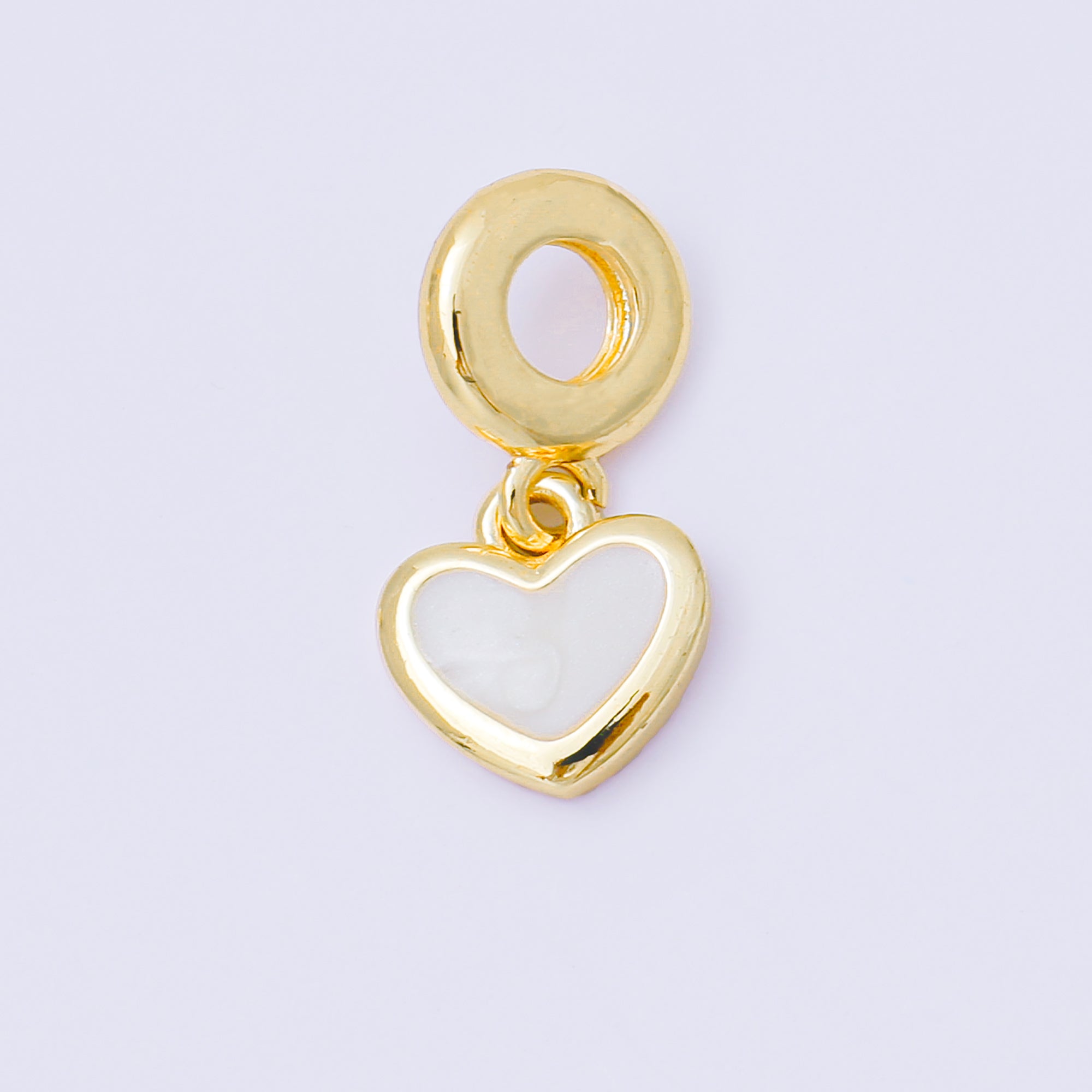 24K Gold Filled 11mm Red, Black, & White Enamel Heart Rondelle Drop Charm | AC1630 AH636