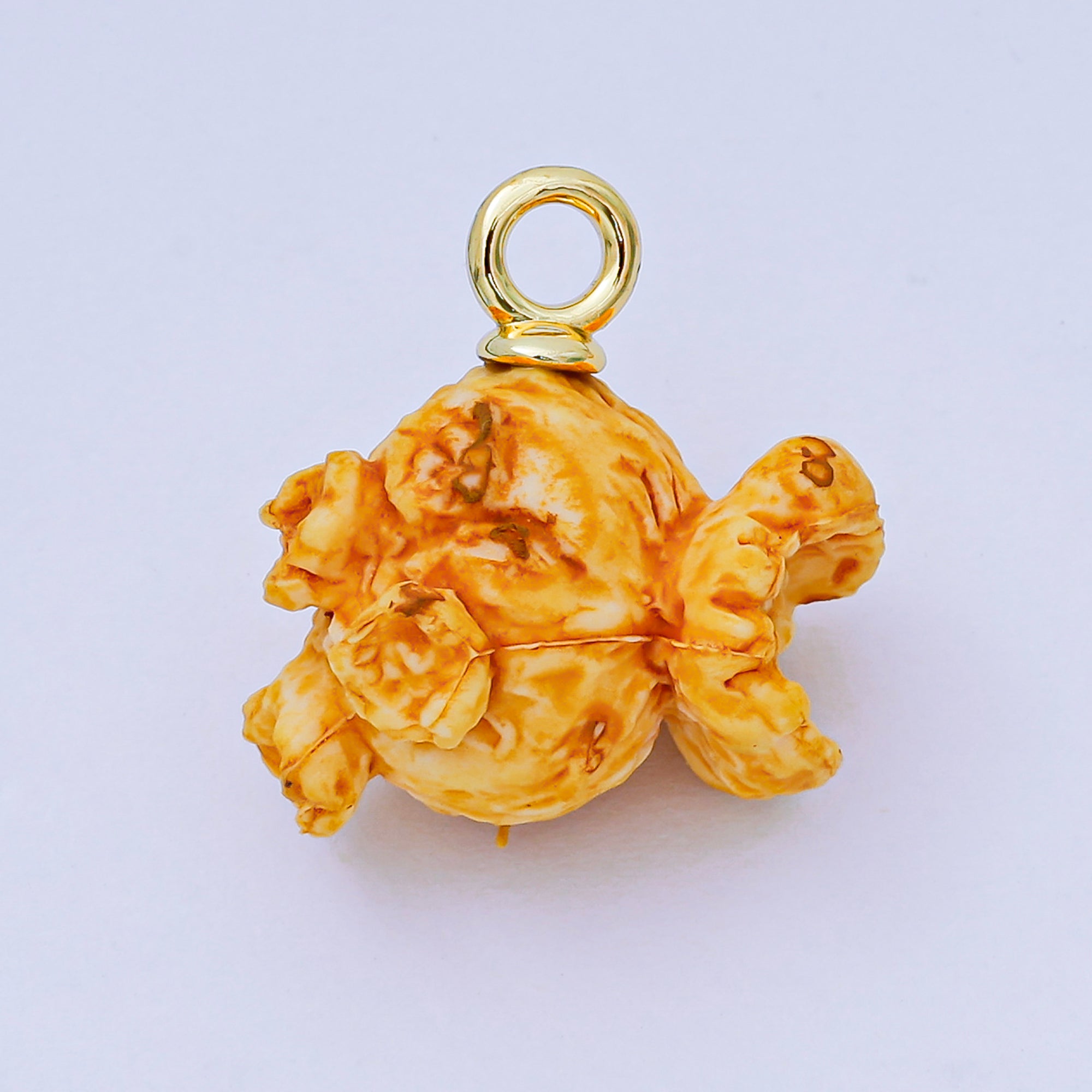 24K Gold Filled 24mm Resin Art 3D Popcorn Snack Movie Charm in Yellow & White | AH-649 AH-650