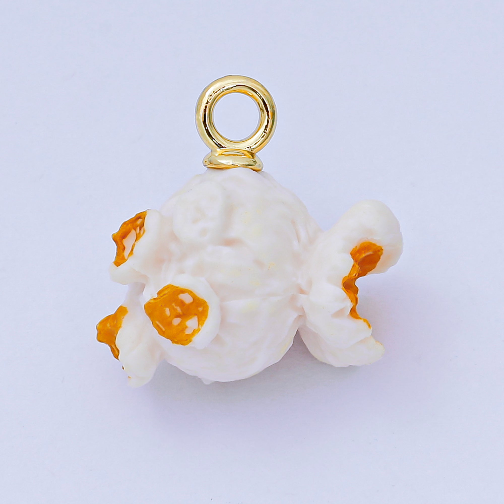 24K Gold Filled 24mm Resin Art 3D Popcorn Snack Movie Charm in Yellow & White | AH-649 AH-650