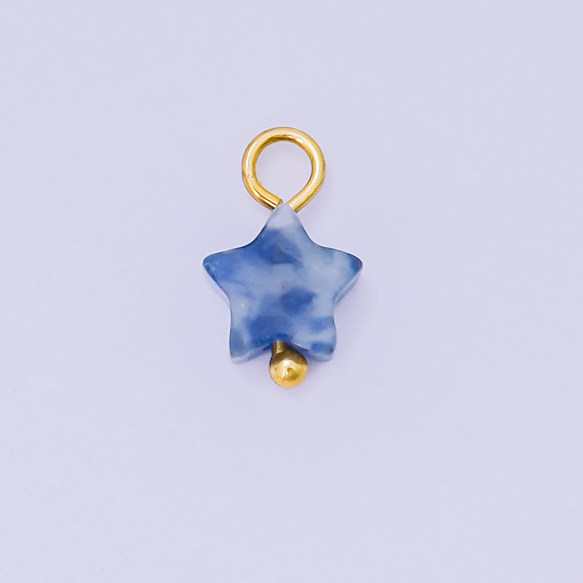 24K Gold Filled 10mm Acrylic Art Twinkle Star Dainty Charm in Pink & Royal Blue | AH-656