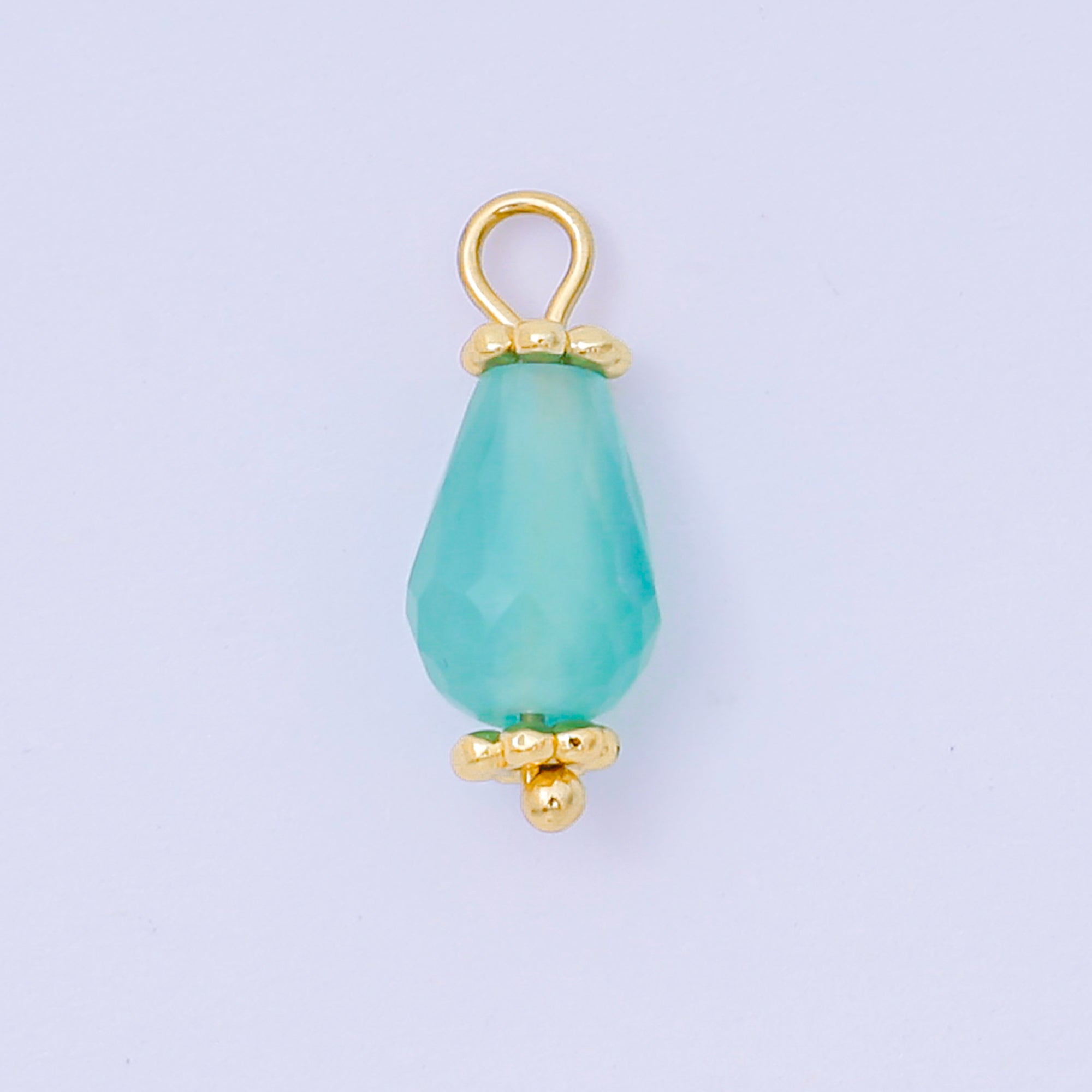 24K Gold Filled 15.5mm Acrylic Art Pastel Paradise Teardrop Charm in Pink, Blue, & Green | AH-657 AH-658