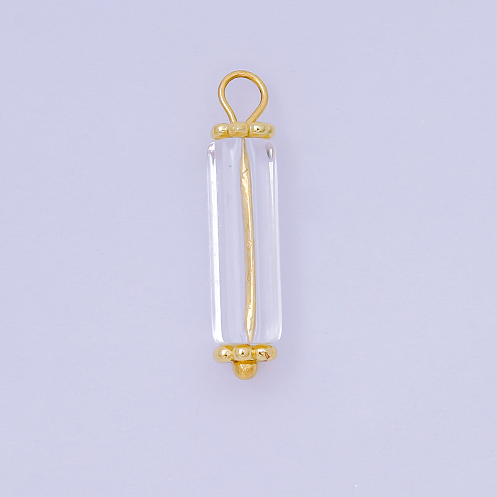 24K Gold Filled 20mm Glass Art Clear Starlight Bottle Charm | AH-663