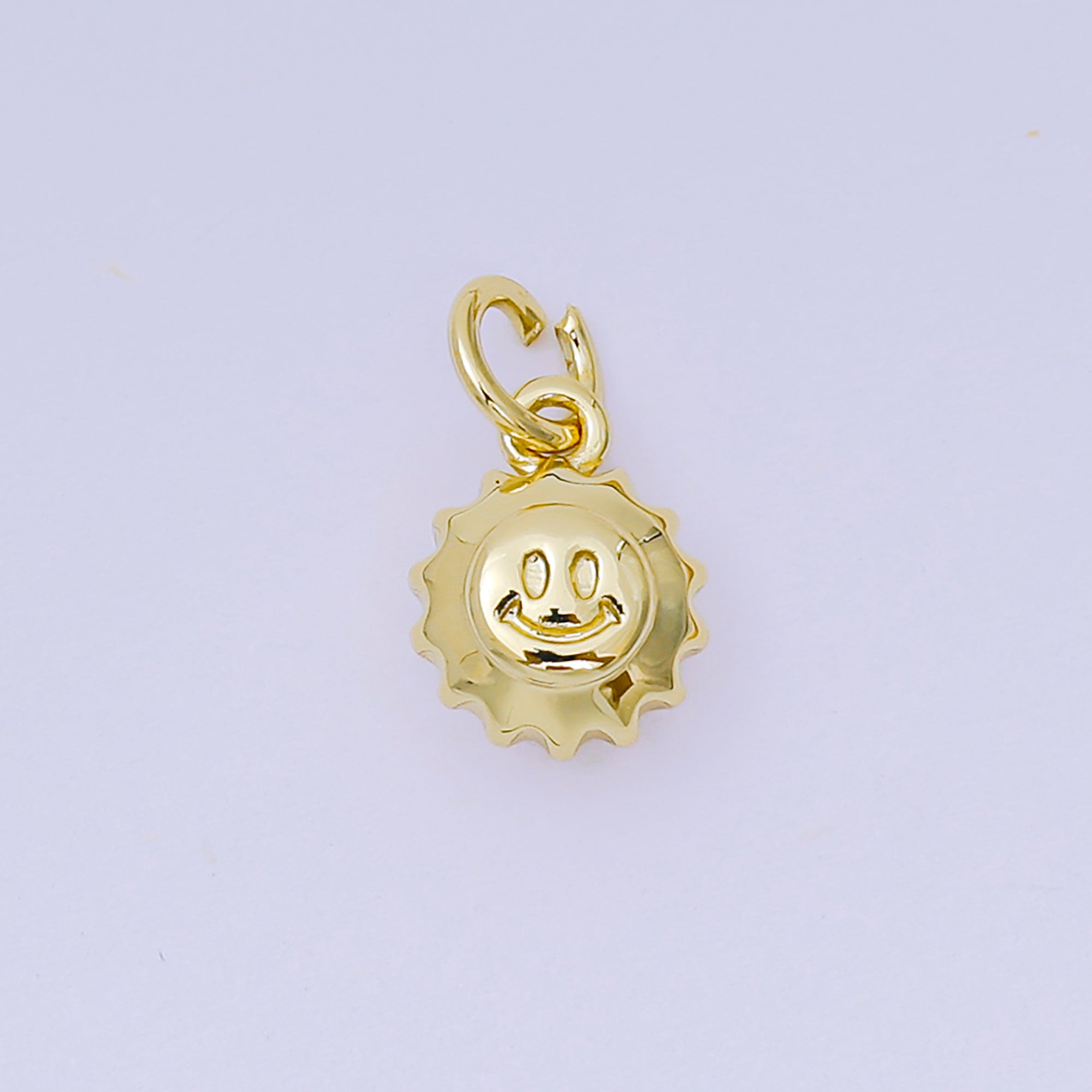 24K Gold Filled 10mm Happy Face Morning Sun Charm in Gold & Silver| AH-666