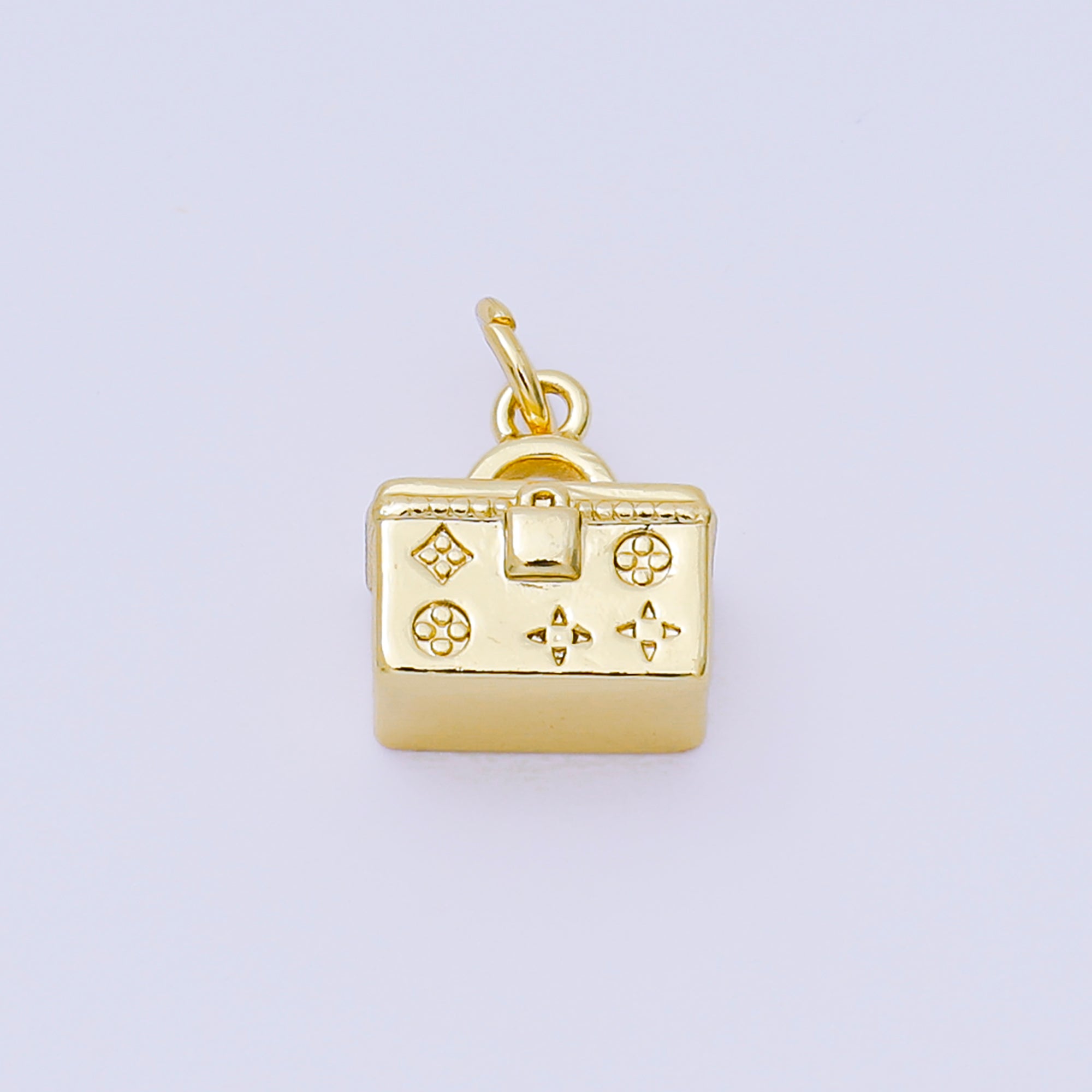 24K Gold Filled 11mm Picnic Floral Bag Charm in Gold & Silver | AH-669