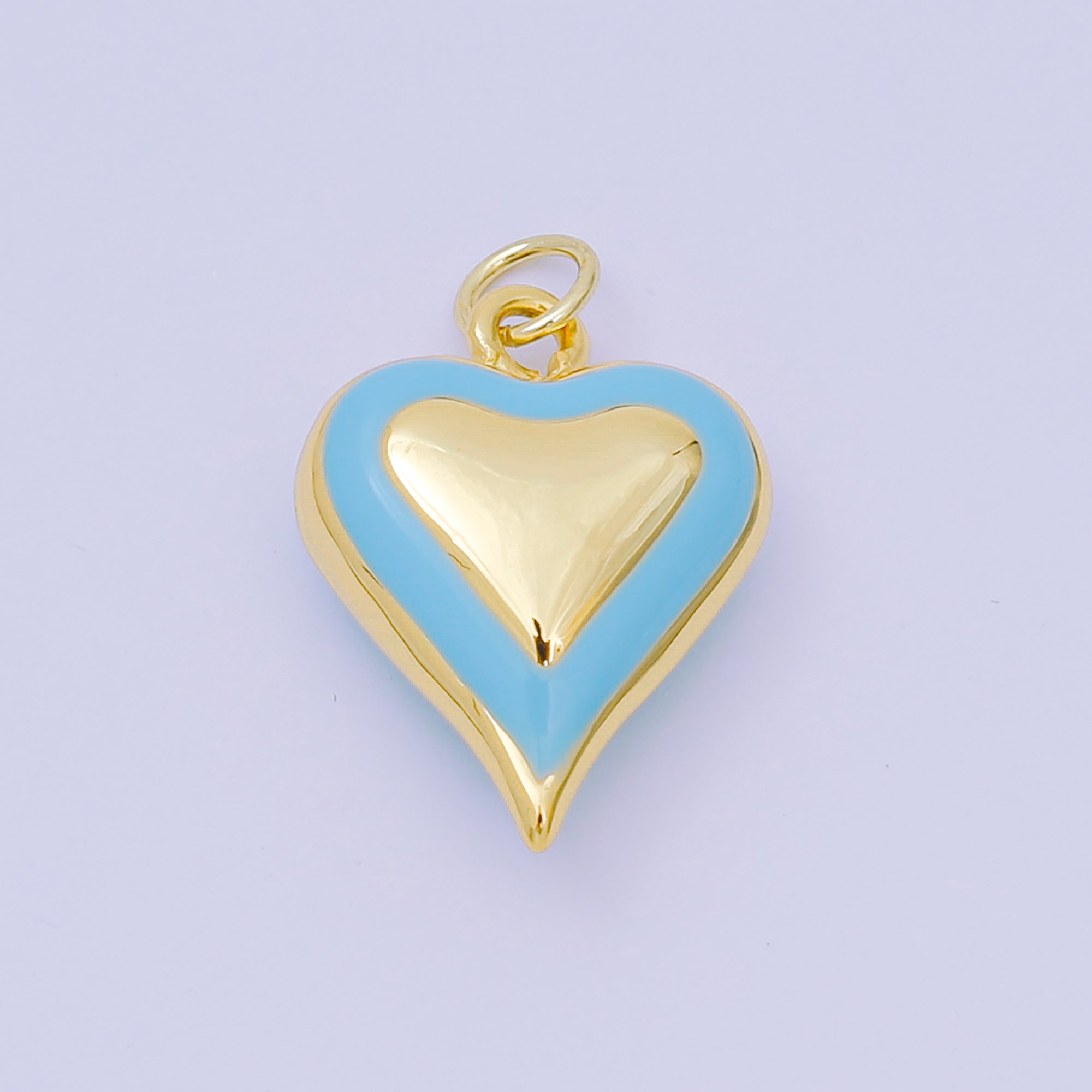24K Gold Filled 20mm Enamel Art Love Shades of Heart Charm in Green, Red & Pink | AH-674 - AH-676