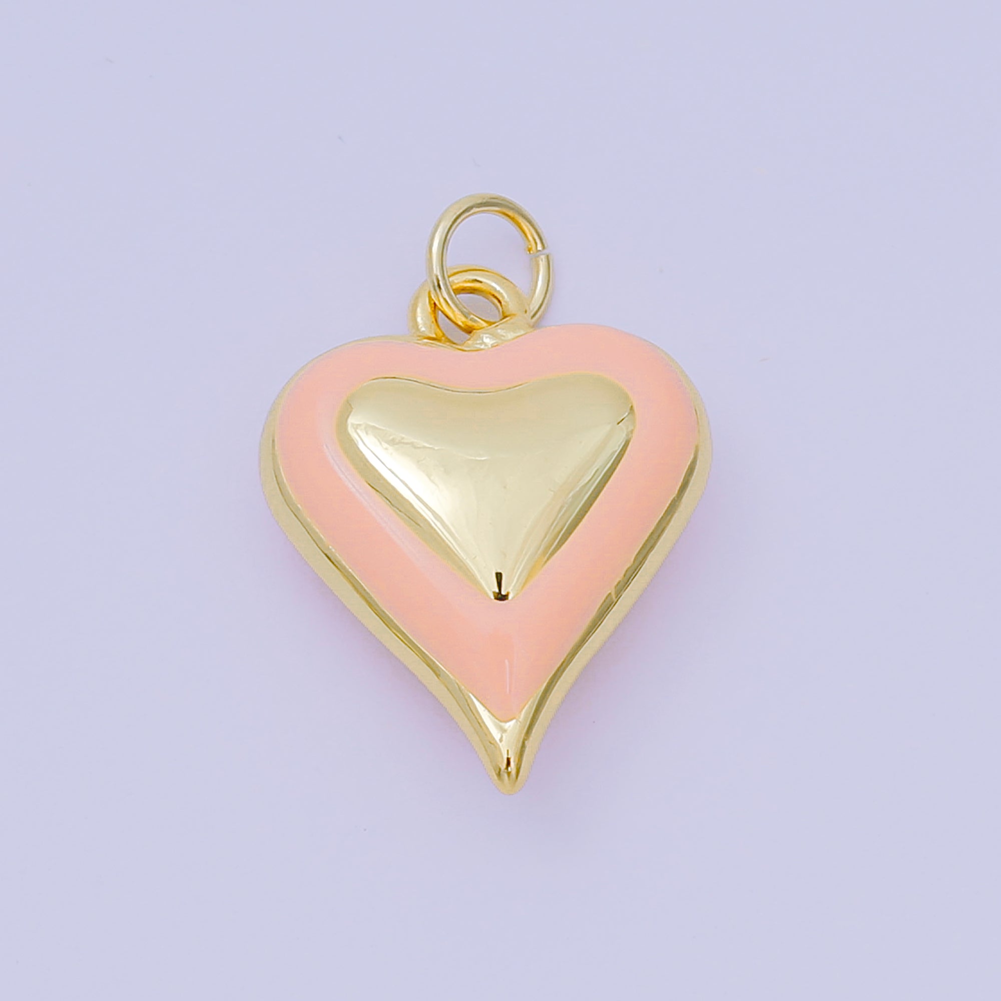 24K Gold Filled 20mm Enamel Art Love Shades of Heart Charm in Green, Red & Pink | AH-674 - AH-676