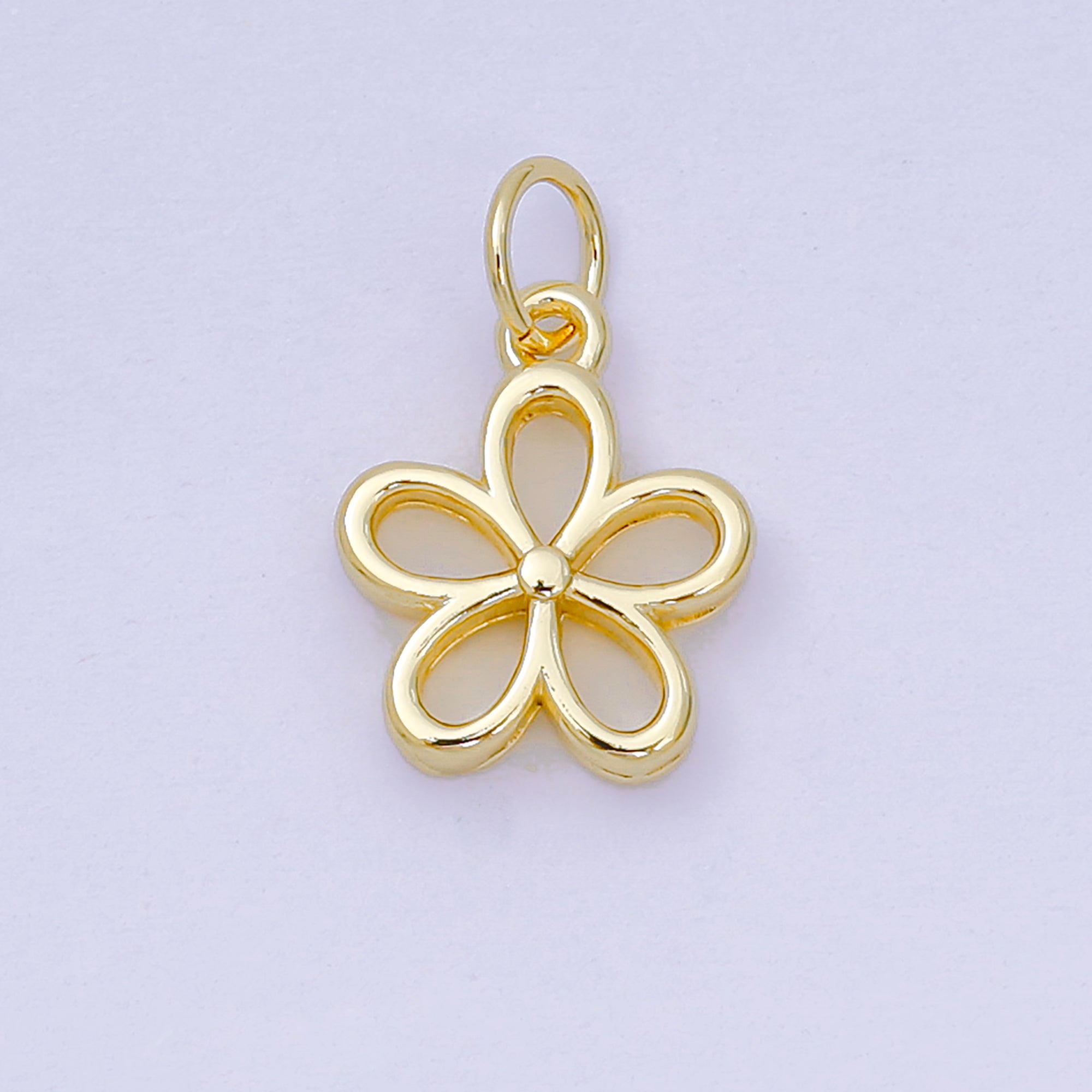 24K Gold Filled 12mm 5-Petals Plumeria Bloom Flower Charm | AH-677