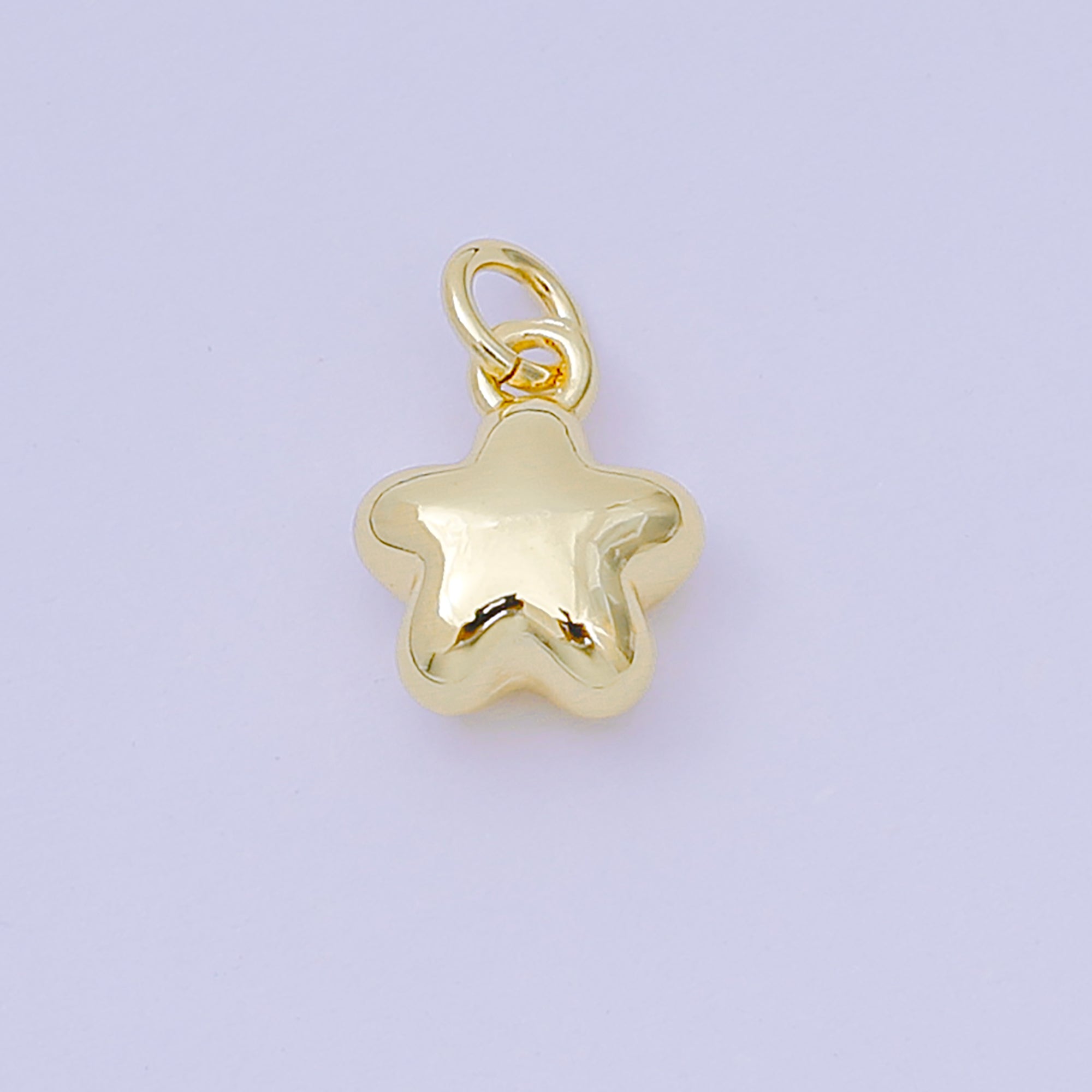 24K Gold Filled 10mm 5-Points Puffy Celestial Star Charm | AH-678