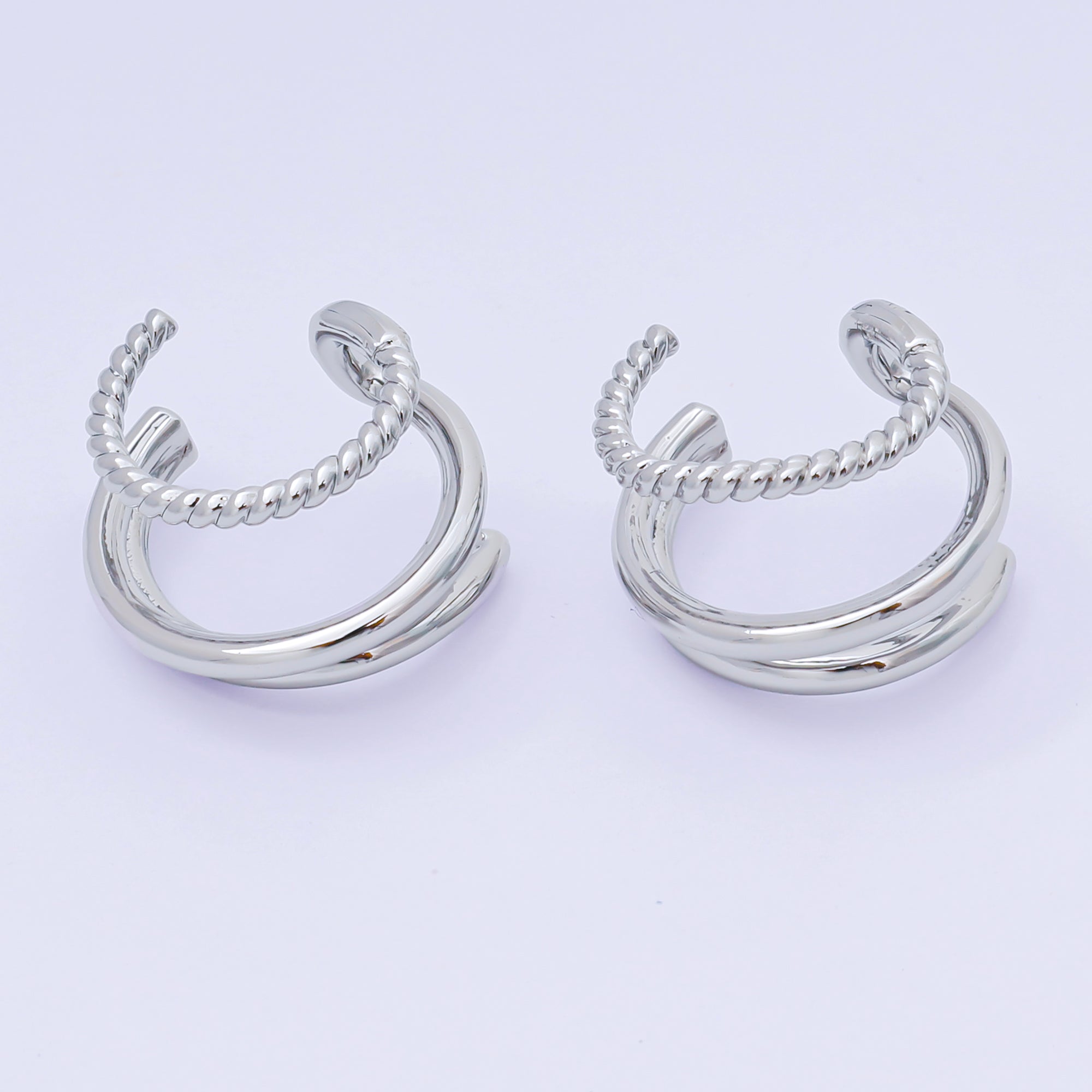 24K Gold Filled Three Styles Band Ear Cuff Earrings in Gold & Silver | AI184 AI185