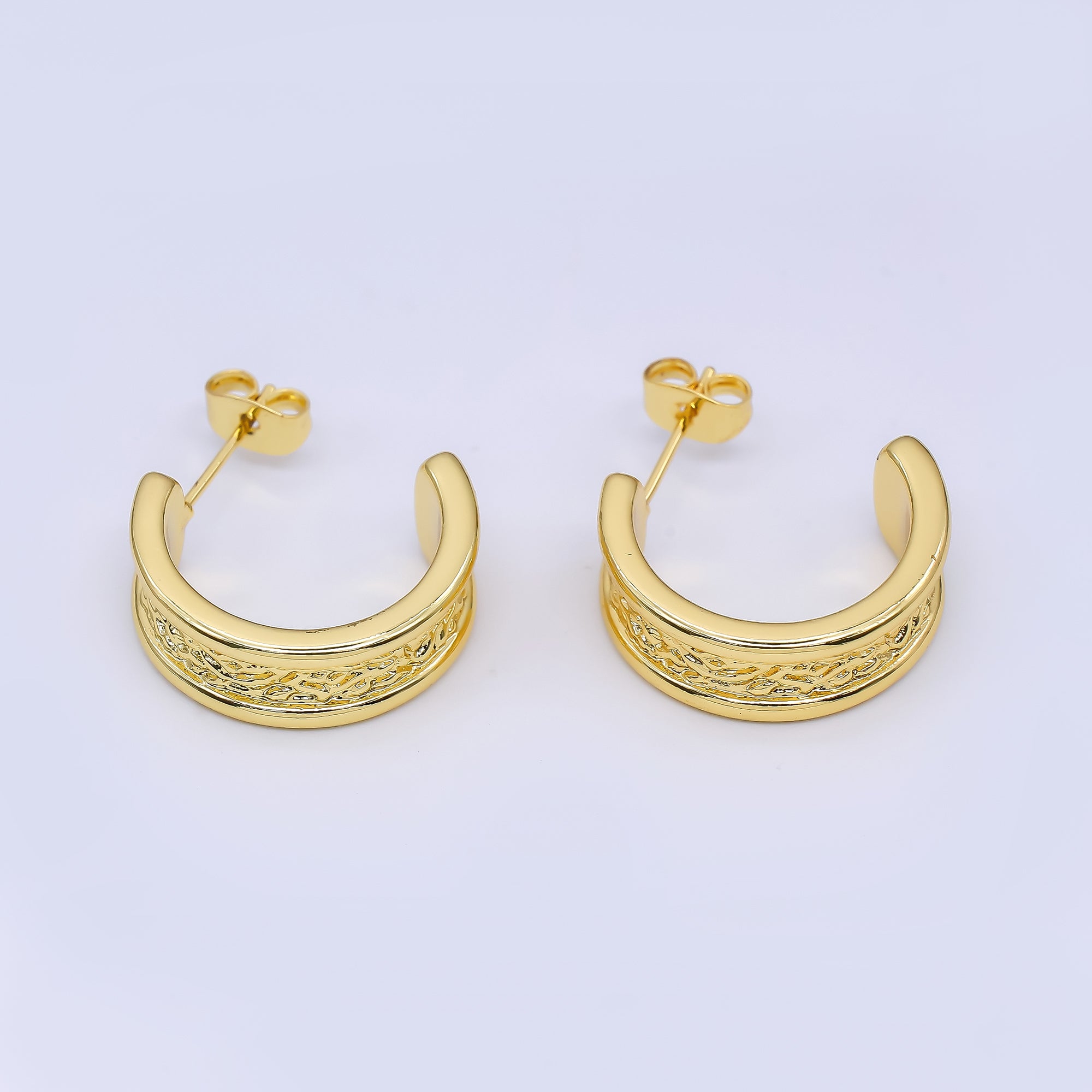24K Gold Filled 20mm Molten C-Shaped Hoop Earrings | AI457