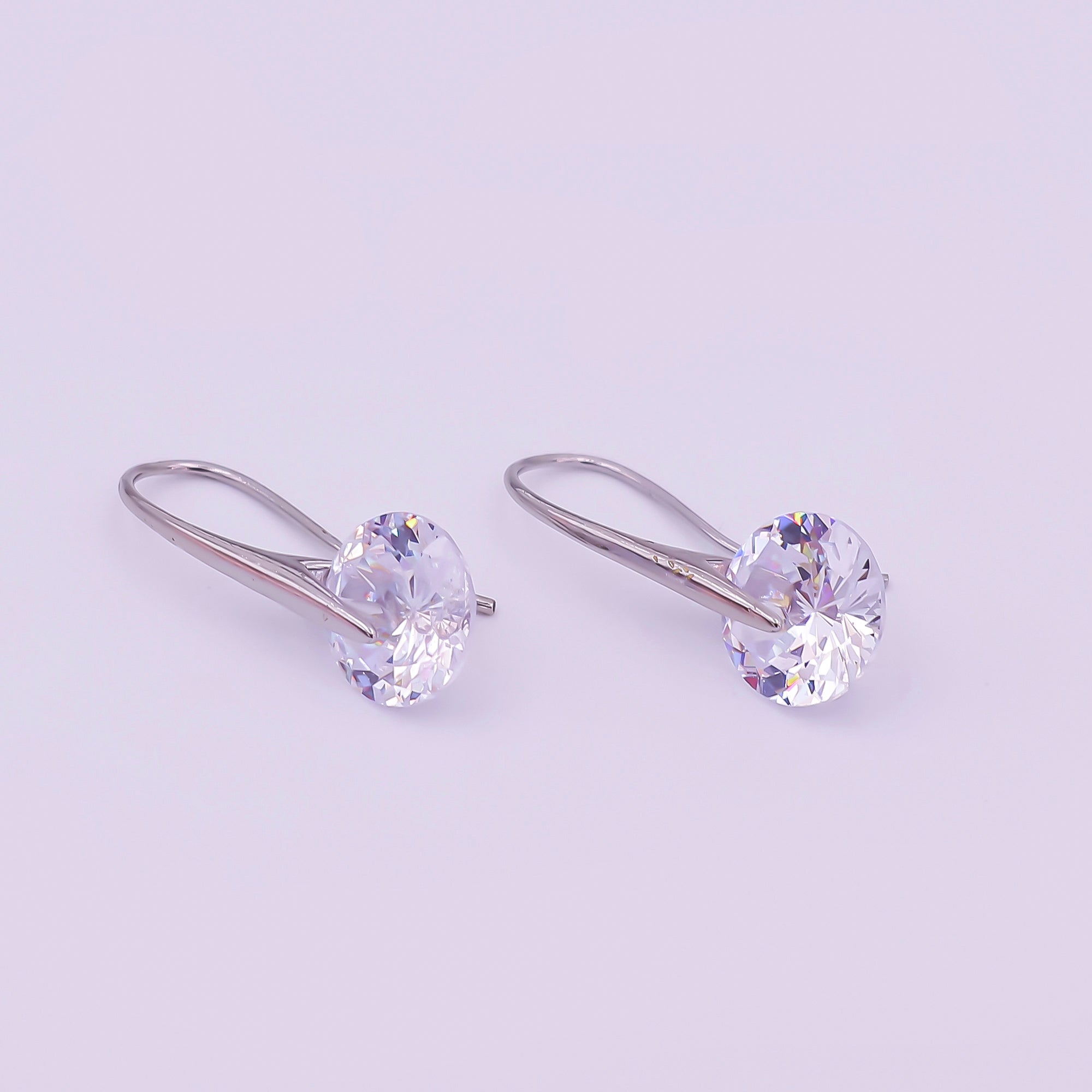 24K Gold Filled Round CZ Sparkly Round Circle Drop Hook Earrings in Gold & Silver | AI-525 AI-526