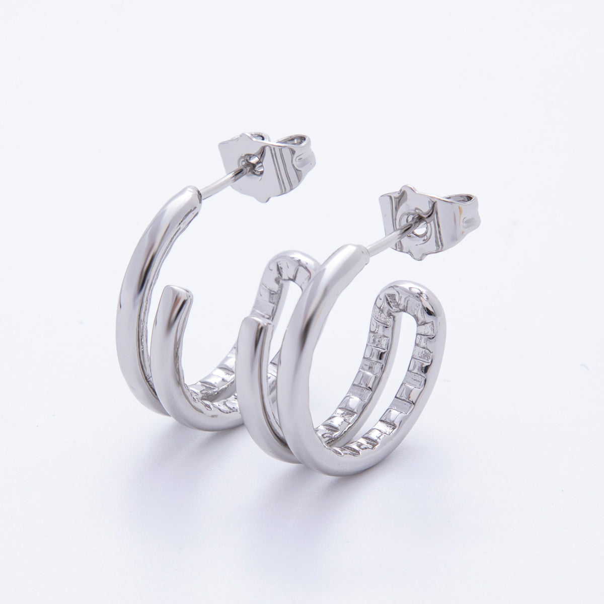 18K Gold Filled Minimalist Double Loop Hoops Earrings in Gold & Silver | AJ209 AJ210