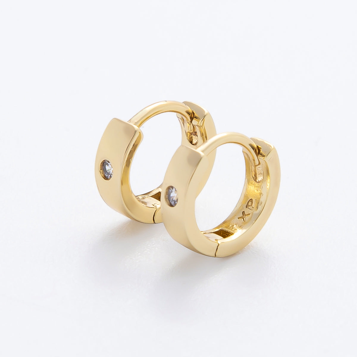 14K Gold Filled 10mm Clear CZ Round Minimalist Cartilage Huggie Earrings | AJ241