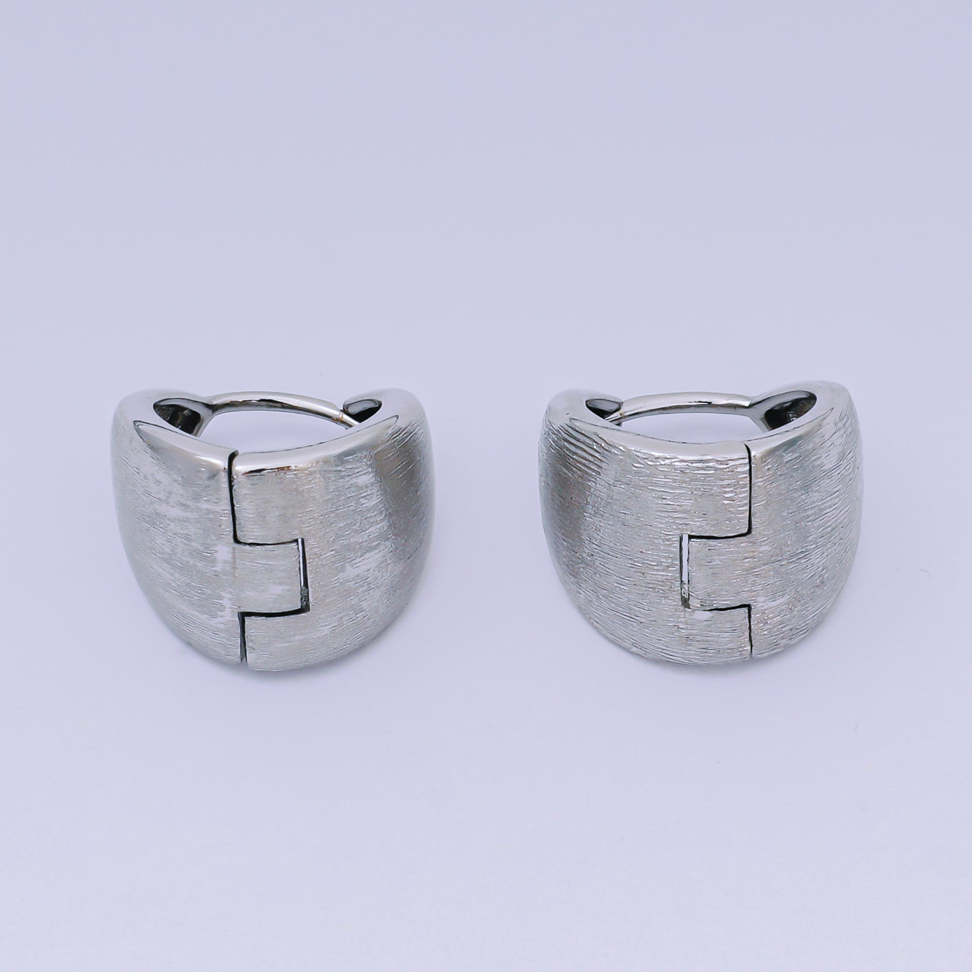 24K Gold Filled Textured Match Dome Huggie Earrings in Gold & Silver | AJ-034 AJ-048