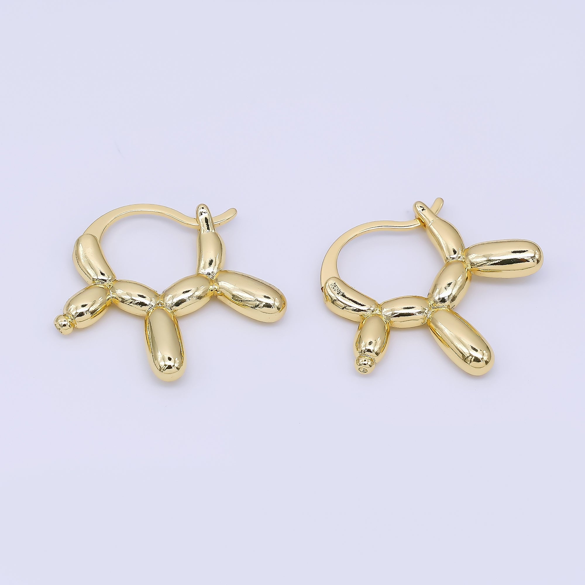 24K Gold Filled Balloon Dog Shaped Animal French Lock Hoops Earrings | AJ-061
