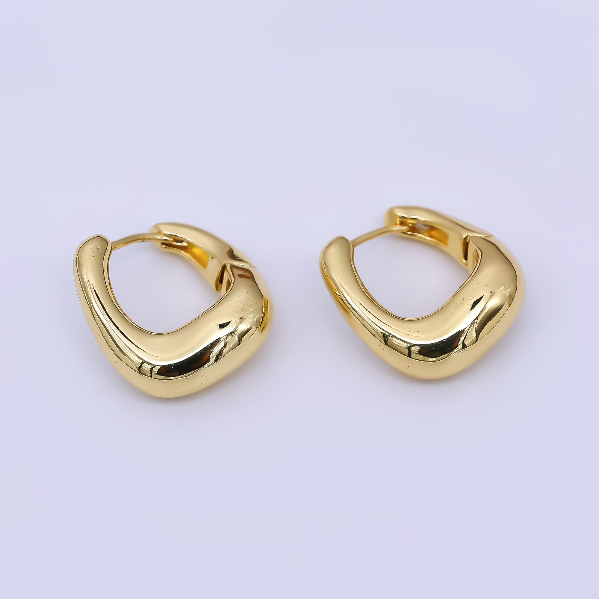 24K Gold Filled Molten Gold Modern Bold Hinged Huggie Hoops Earrings | AJ-063