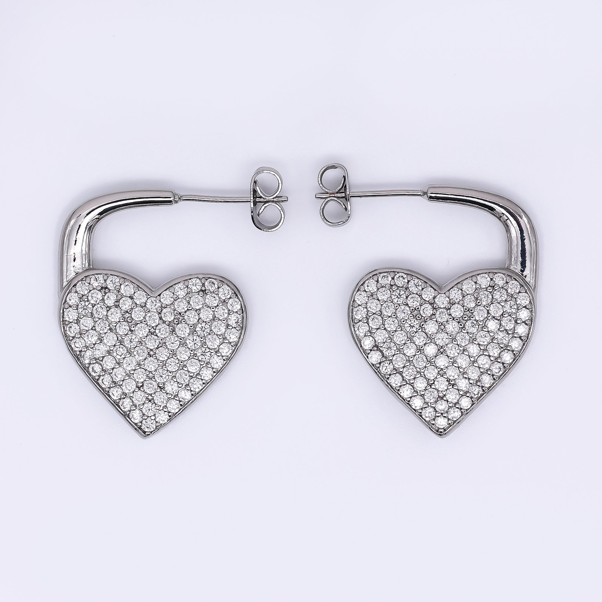 24K Gold Filled Micro Paved CZ Full of Heart Huggie Hoops Earrings | AJ-081 AJ-082