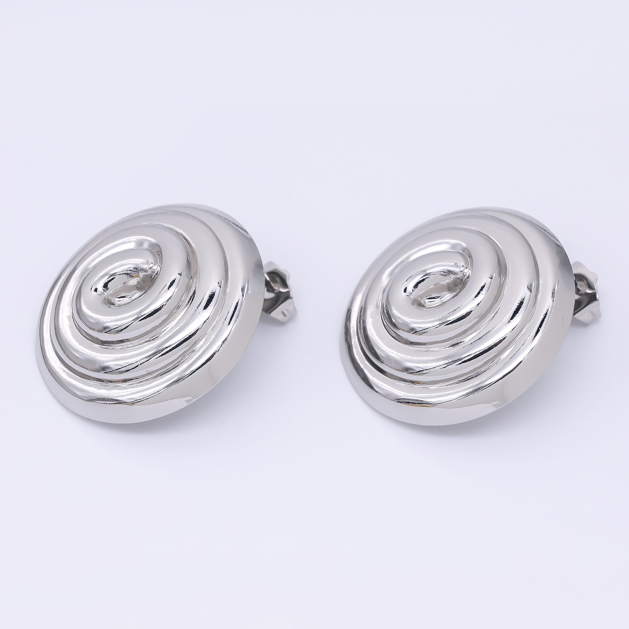 24K Gold Filled 30mm Spiral Round Studs Earrings in Gold & Silver | AJ087 AJ088