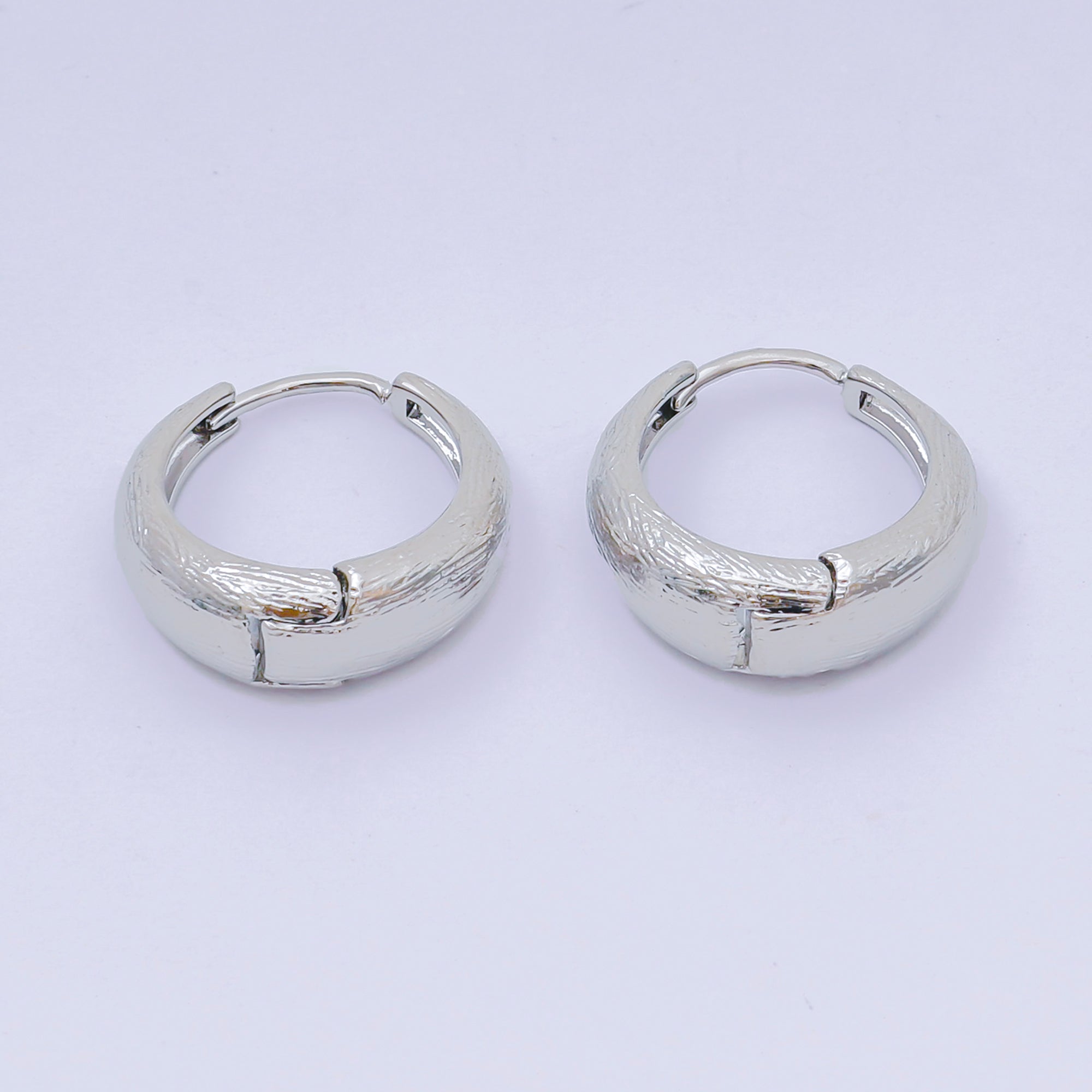 24K Gold Filled Textured Dome Lever Back Huggie Earrings in Gold & Silver | AJ-102 AJ-116