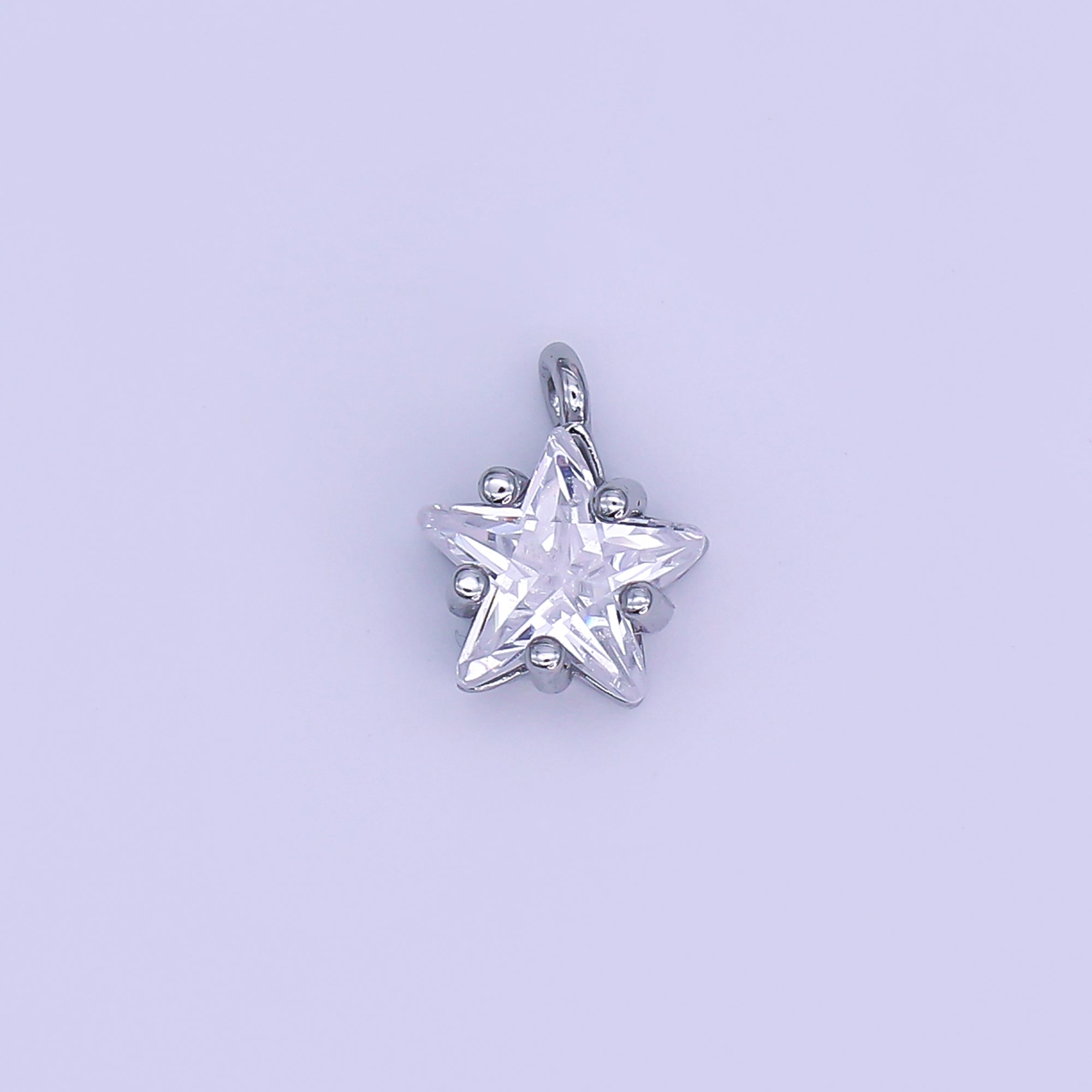 24K Gold Filled 10.5mm Clear CZ Celestial Star Mini Charm in Gold & Silver | AJ295