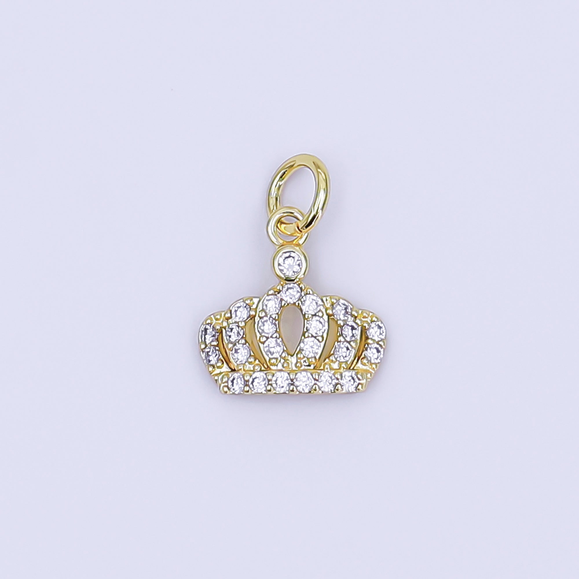 24K Gold Filled Micro Paved CZ Royal Crown Charm in Gold & Silver | AJ299